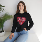 Valentine's Day Kiss Mark Heart Sweatshirt | Lip Print Heart Graphic