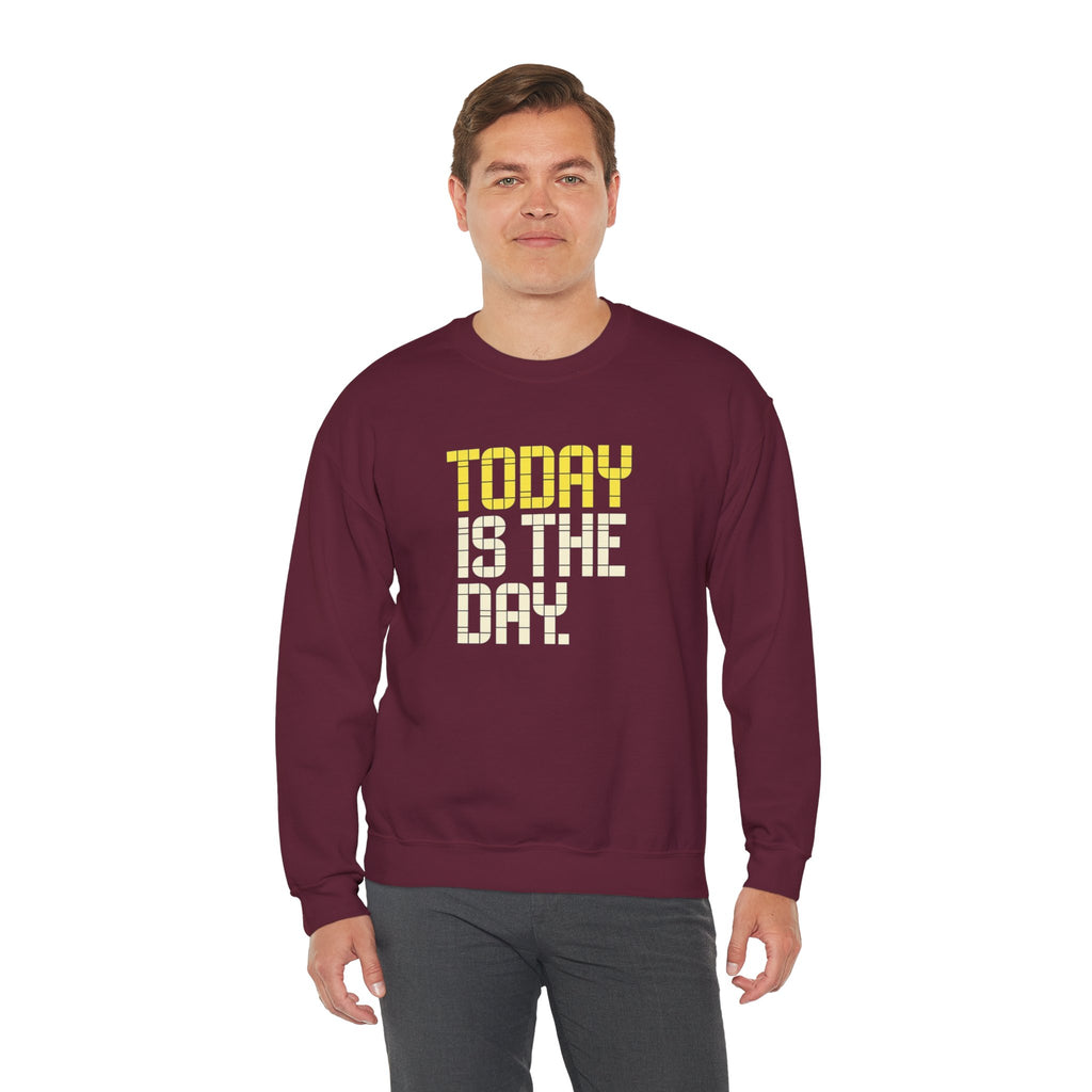 Today Is The Day Crewneck Sweatshirt | Motivational Retro Tile Text