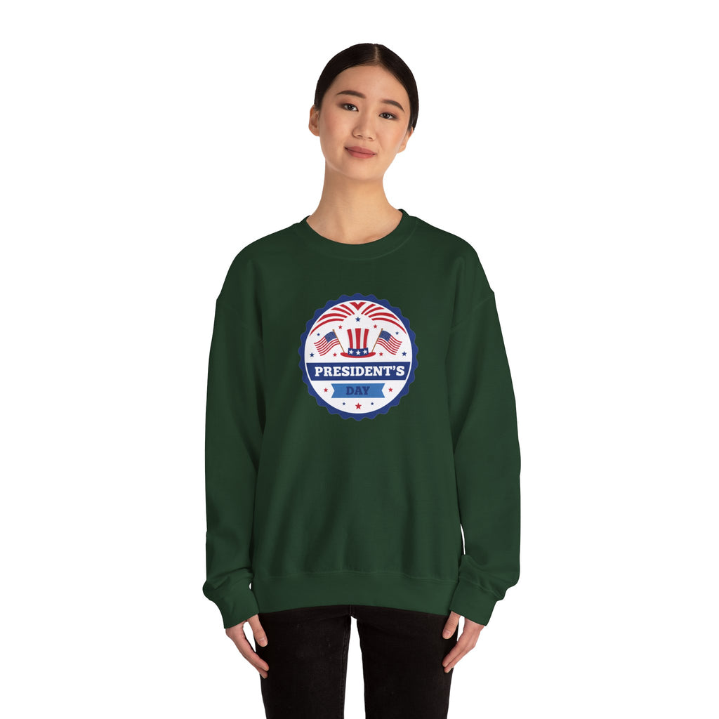 Presidents Day Badge Sweatshirt | Patriotic Emblem, Stars & Stripes