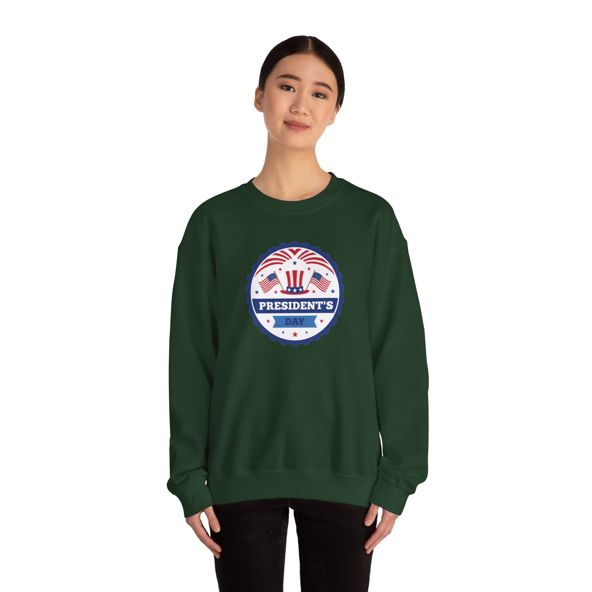 Presidents Day Badge Sweatshirt | Patriotic Emblem, Stars & Stripes
