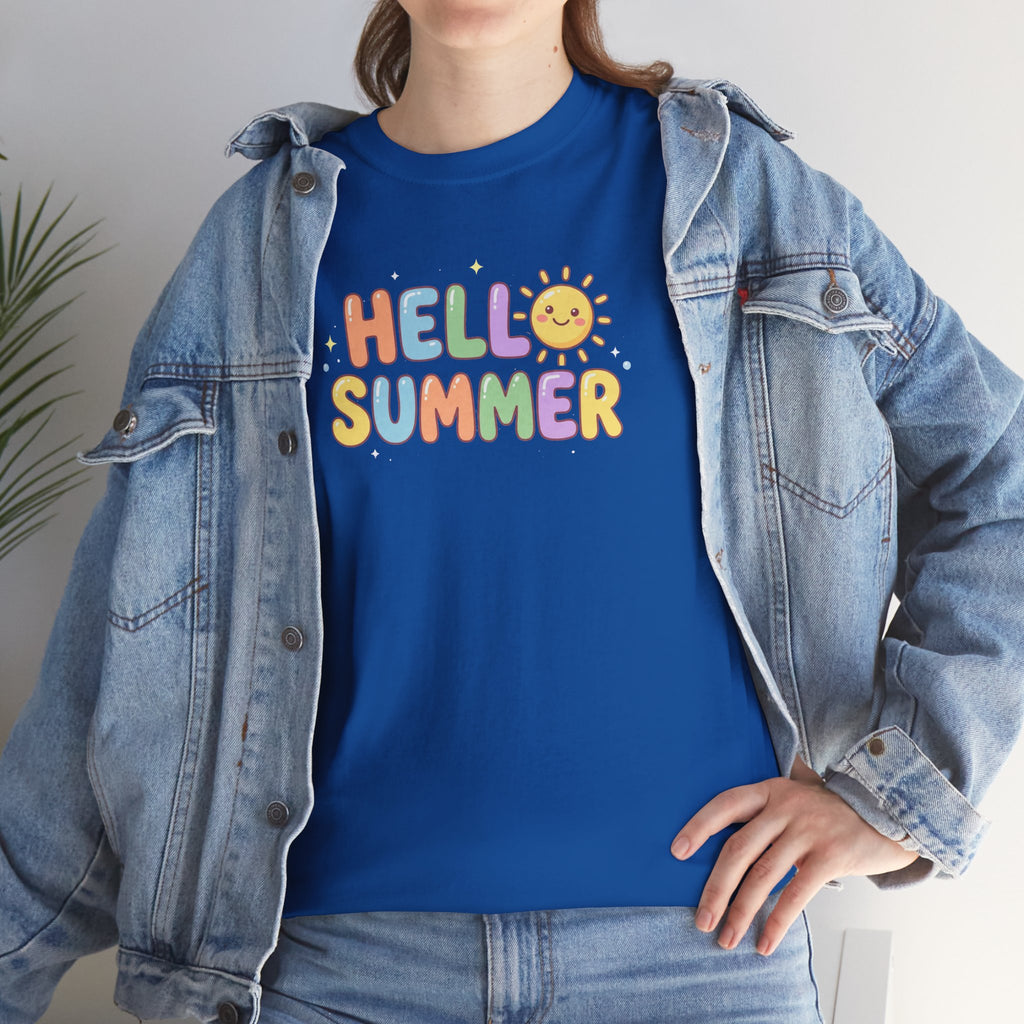 Hello Summer sun graphic Tee | pastel retro bubble letters