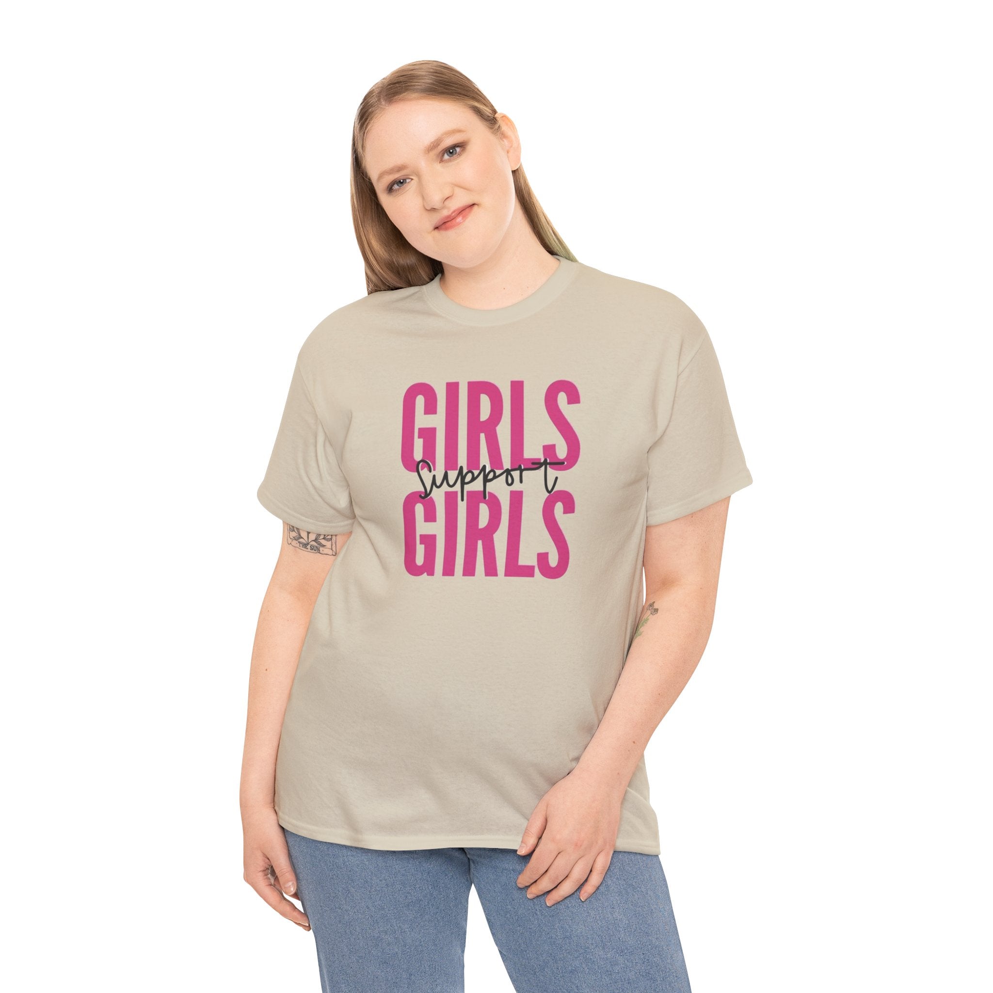 Girls Support Girls T-Shirt | Feminist Pride Tee, Pink Typography