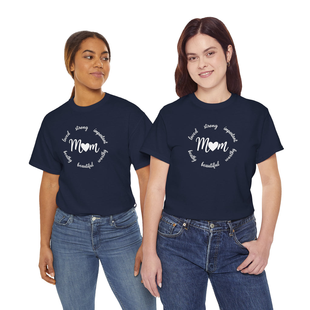 Mom Script Heart T-Shirt | Mom Circle Words Design
