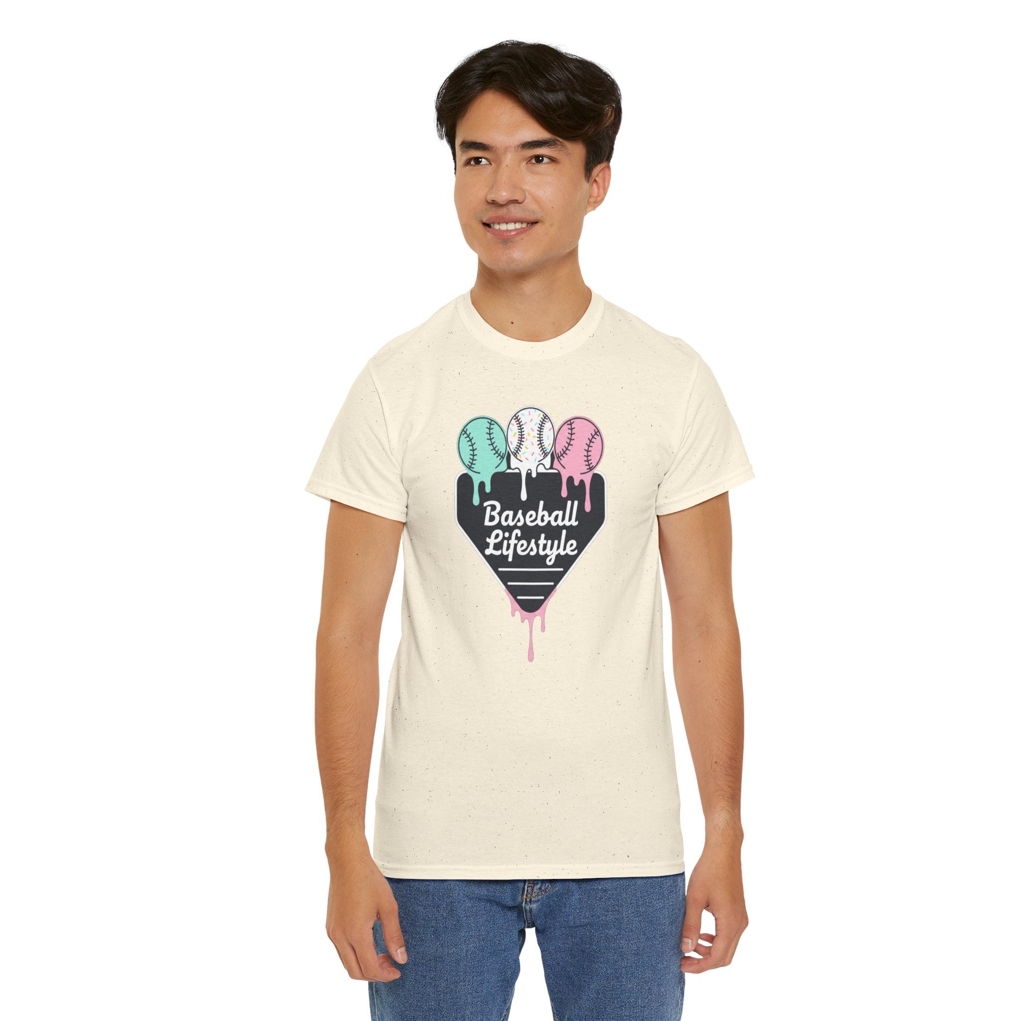 Baseball Lifestyle Tee | Dripping Home Plate with Pastel Baseballs