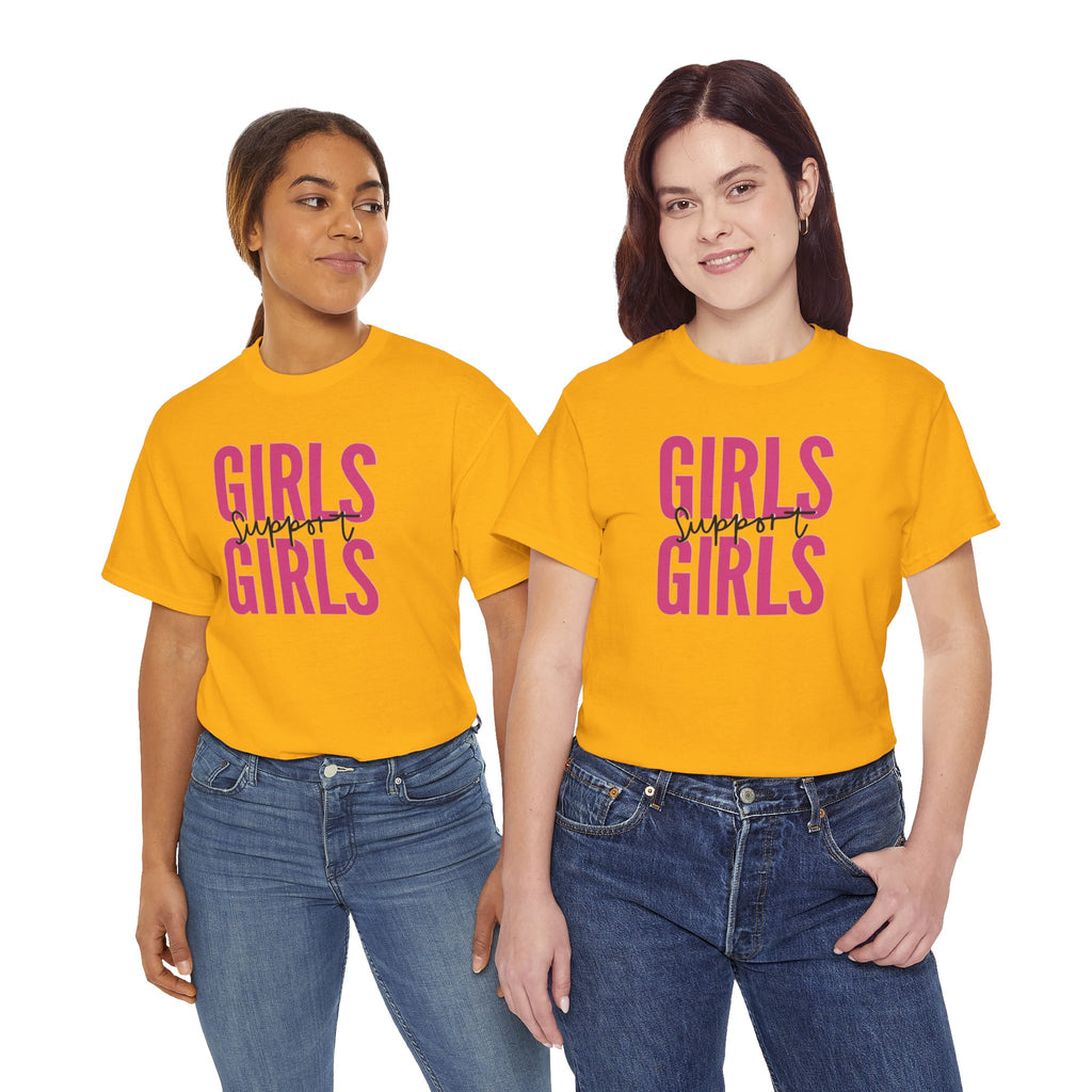 Girls Support Girls T-Shirt | Feminist Pride Tee, Pink Typography