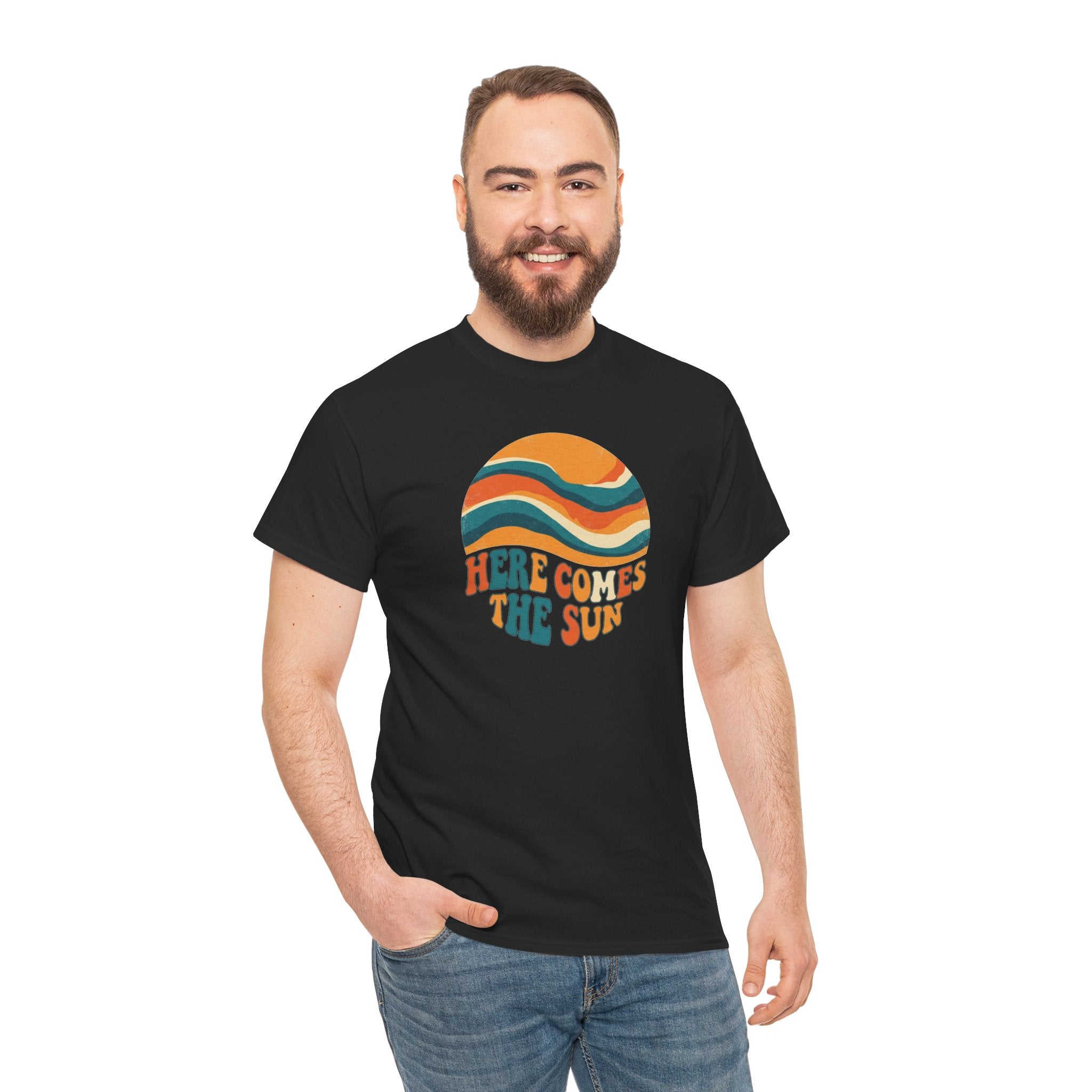 Here Comes The Sun T-Shirt | Retro Sun Waves Graphic Tee