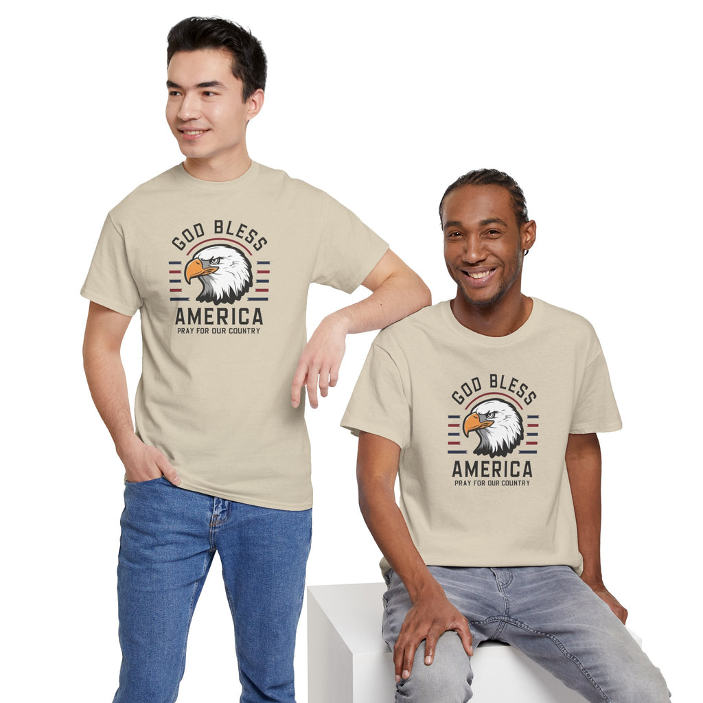 God Bless America Eagle Memorial Day Tee | Patriotic USA Flag Stripes