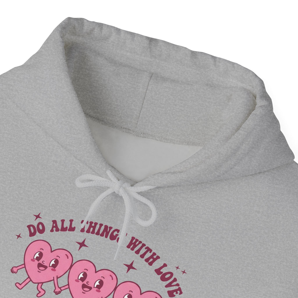 Valentine's Day Do All Things With Love Heart Trio Hoodie | Cute Pink Hearts