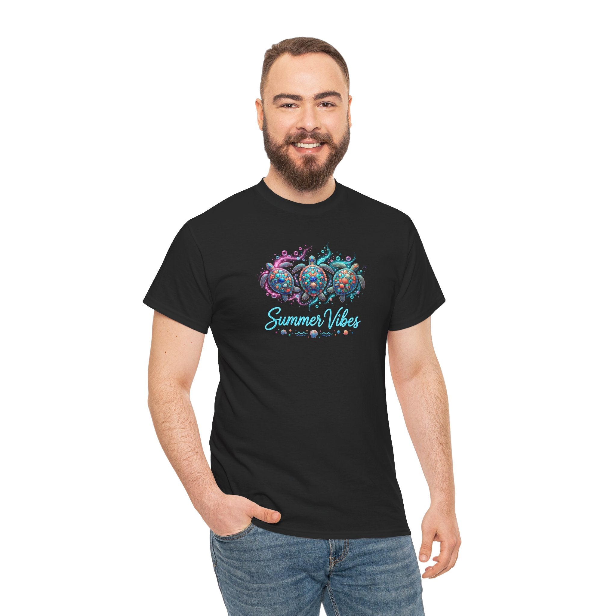 Summer Vibes Crab Tee | Coastal Beach Shells, Tropical Ocean Graphic
