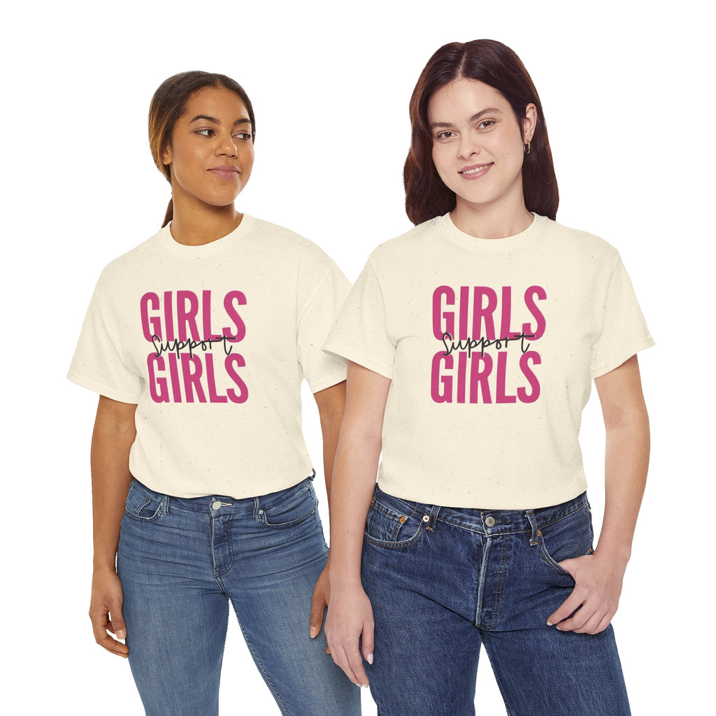 Girls Support Girls T-Shirt | Feminist Pride Tee, Pink Typography