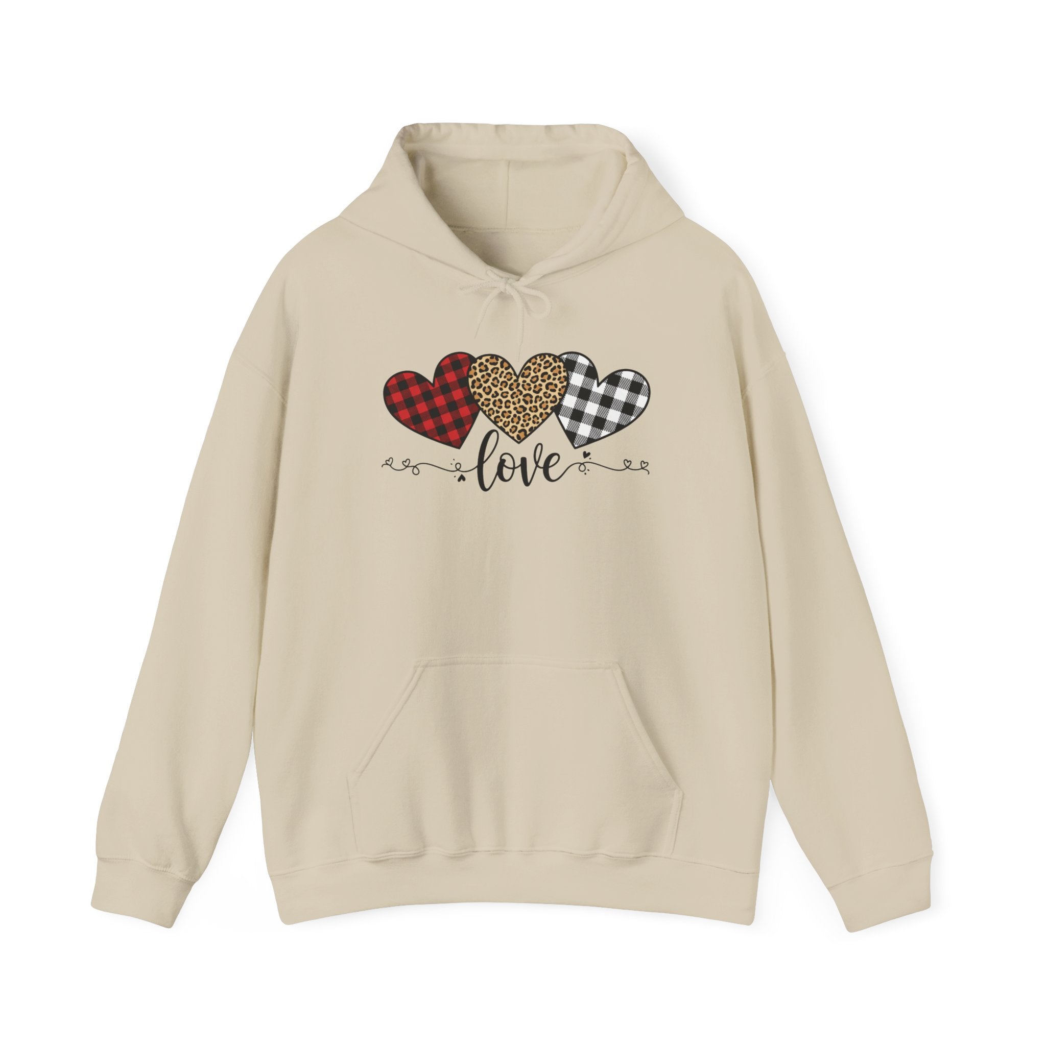 Valentine's Day Hoodie | Love Script Arrow with Plaid Leopard Heart