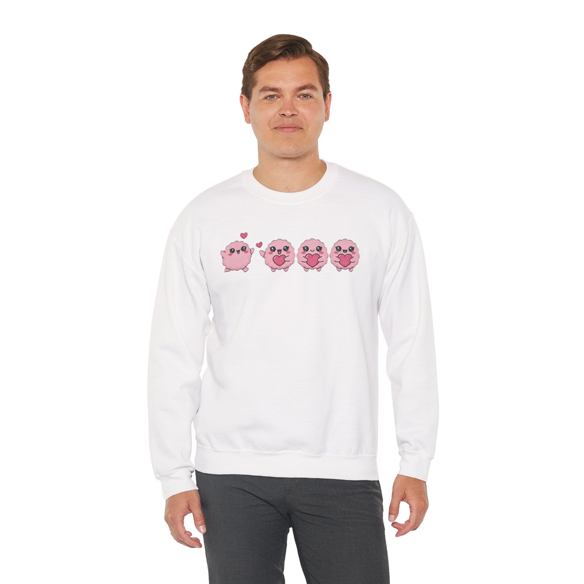 Valentine's Day Kawaii Pink Puff Sweatshirt | Cute Heart Emoji Character Crewneck
