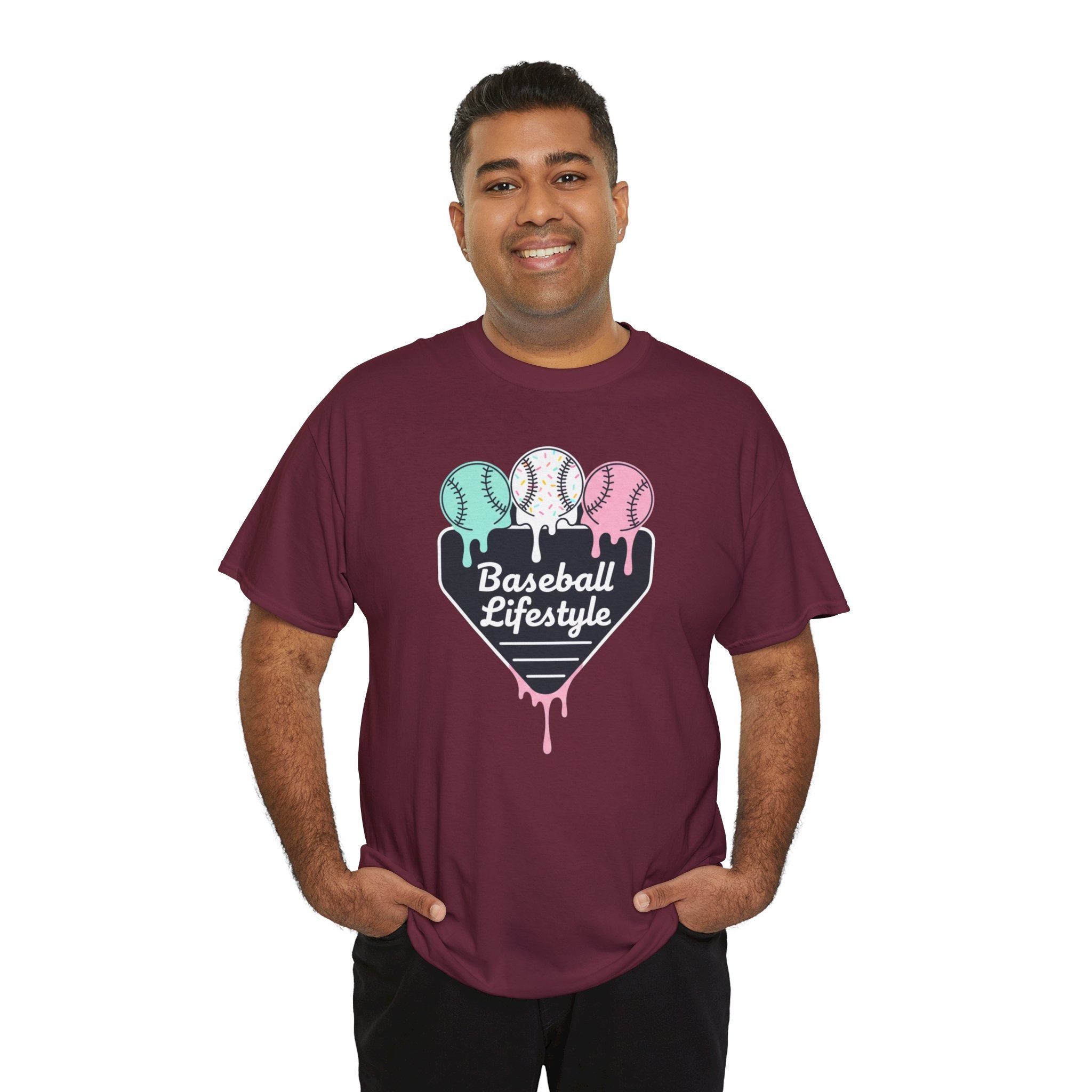Baseball Lifestyle Tee | Dripping Home Plate with Pastel Baseballs