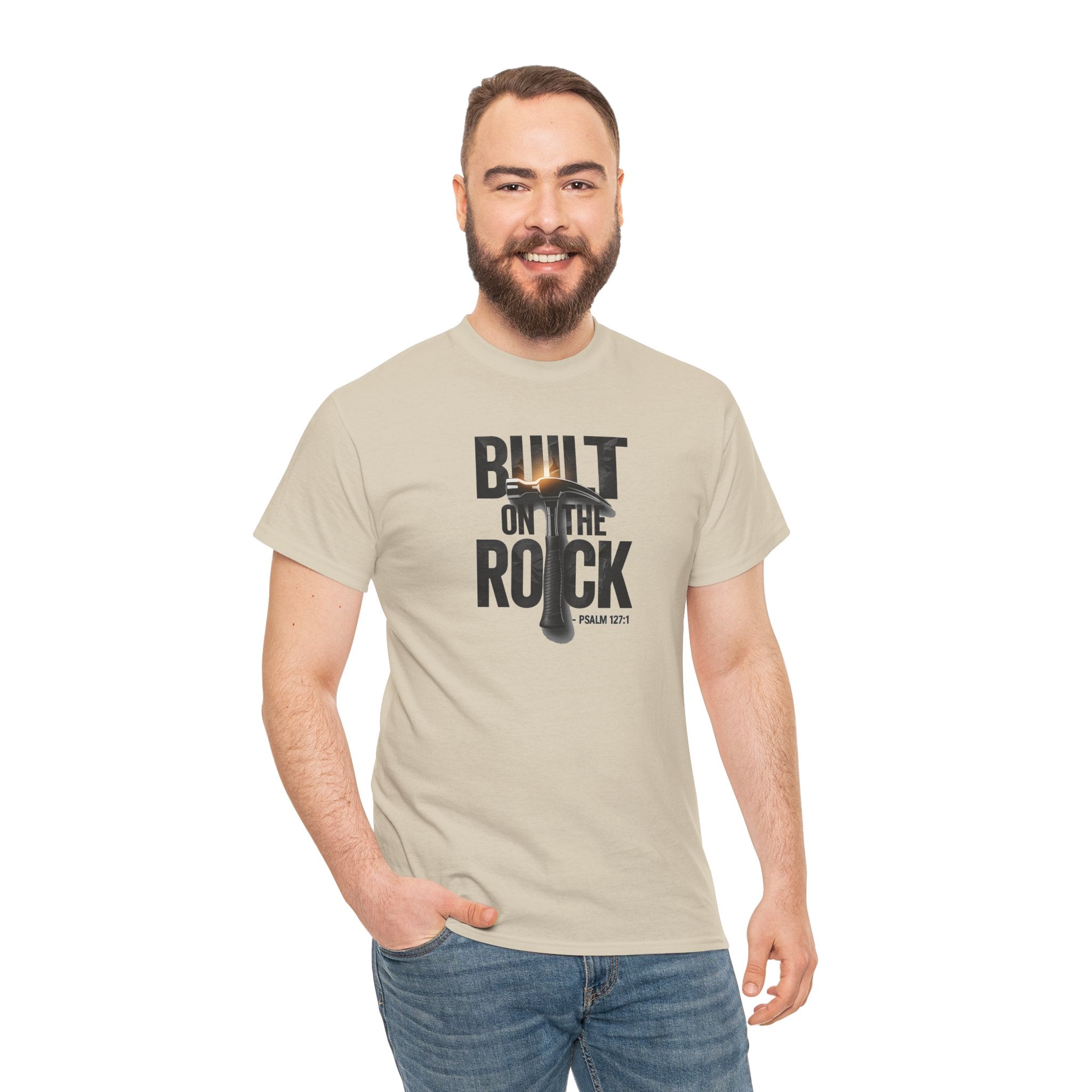 Built on the Rock cross graphic Tee | Christian faith shirt, Psalm 127:1