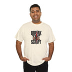 Break the Script hands ripping text Tee | Rebellious typography shirt