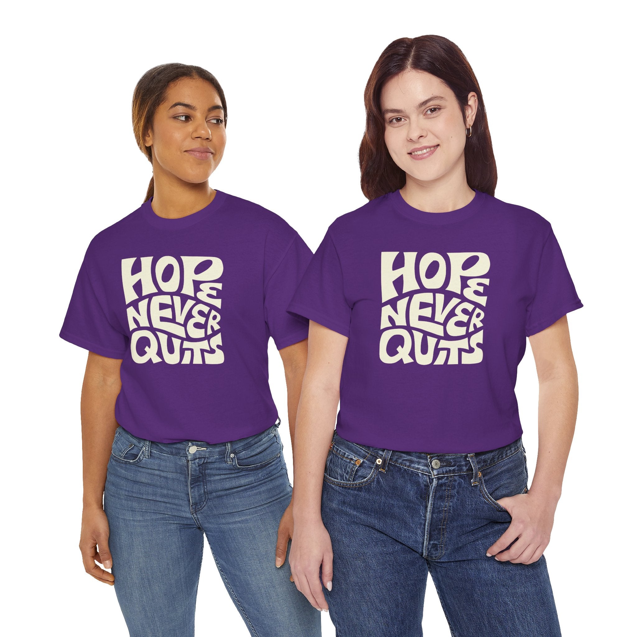 Hope Never Quits T-Shirt | Retro Bold Lettering, Inspirational Tee