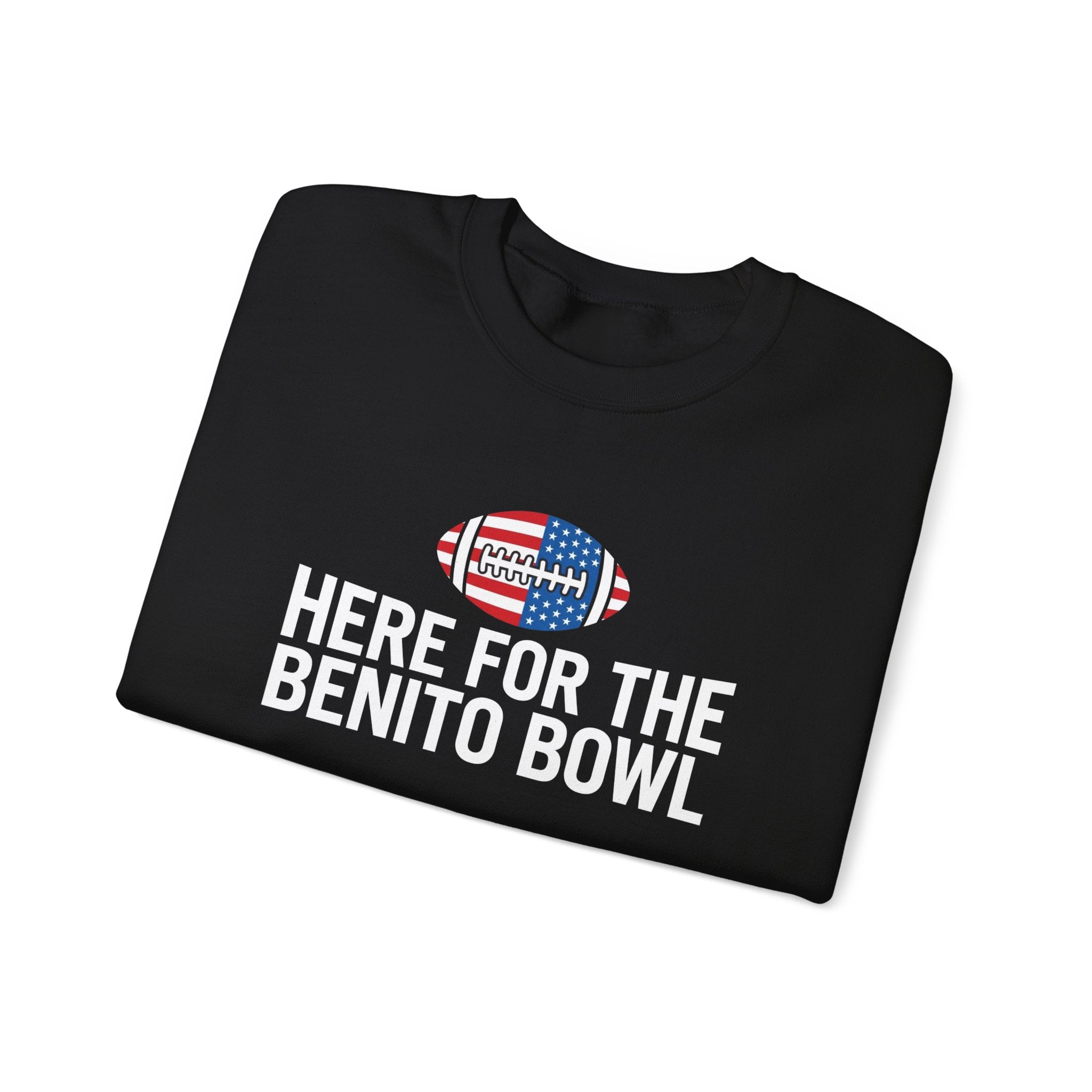 Here For The Benito Bowl crewneck sweatshirt | Football American flag logo