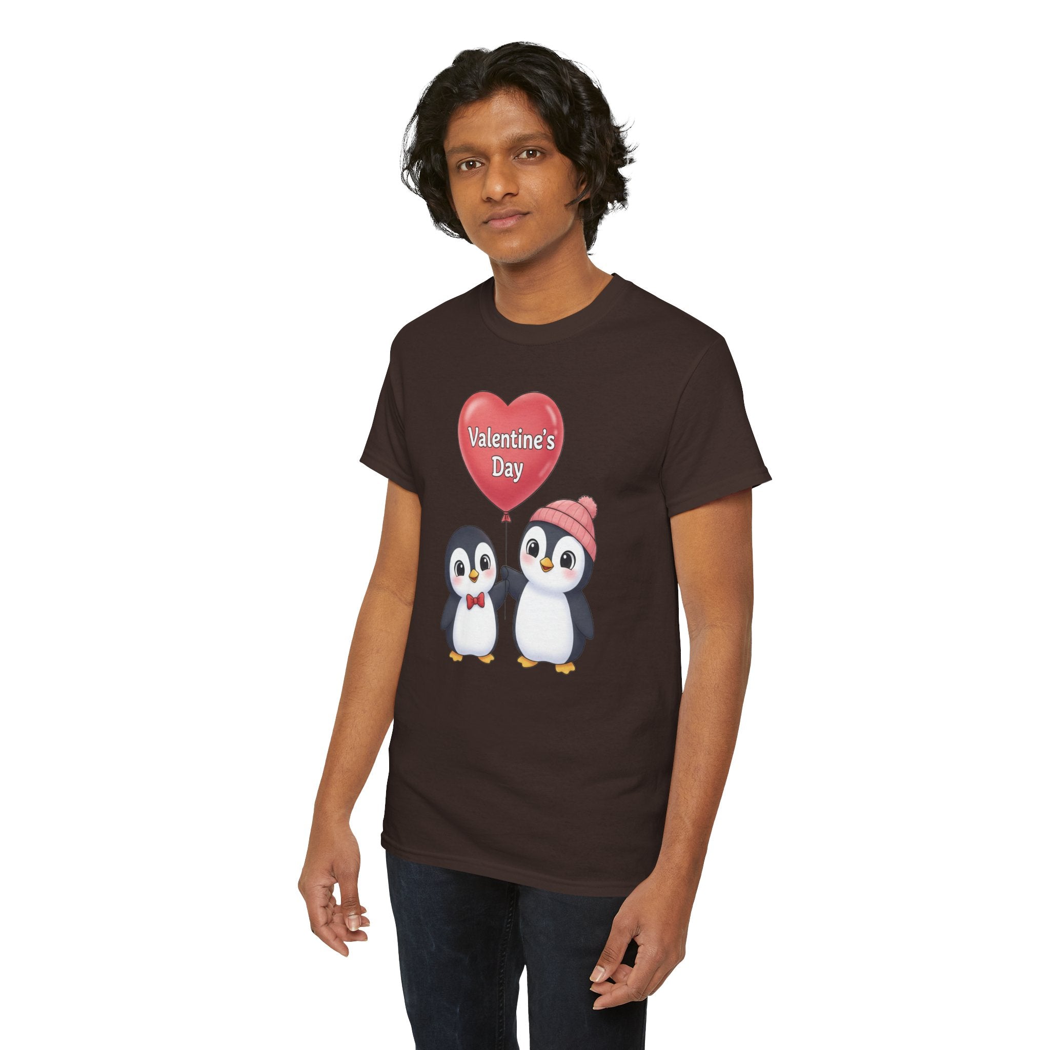 Cute Penguin Couple Valentine's Day T-Shirt | Heart Balloon