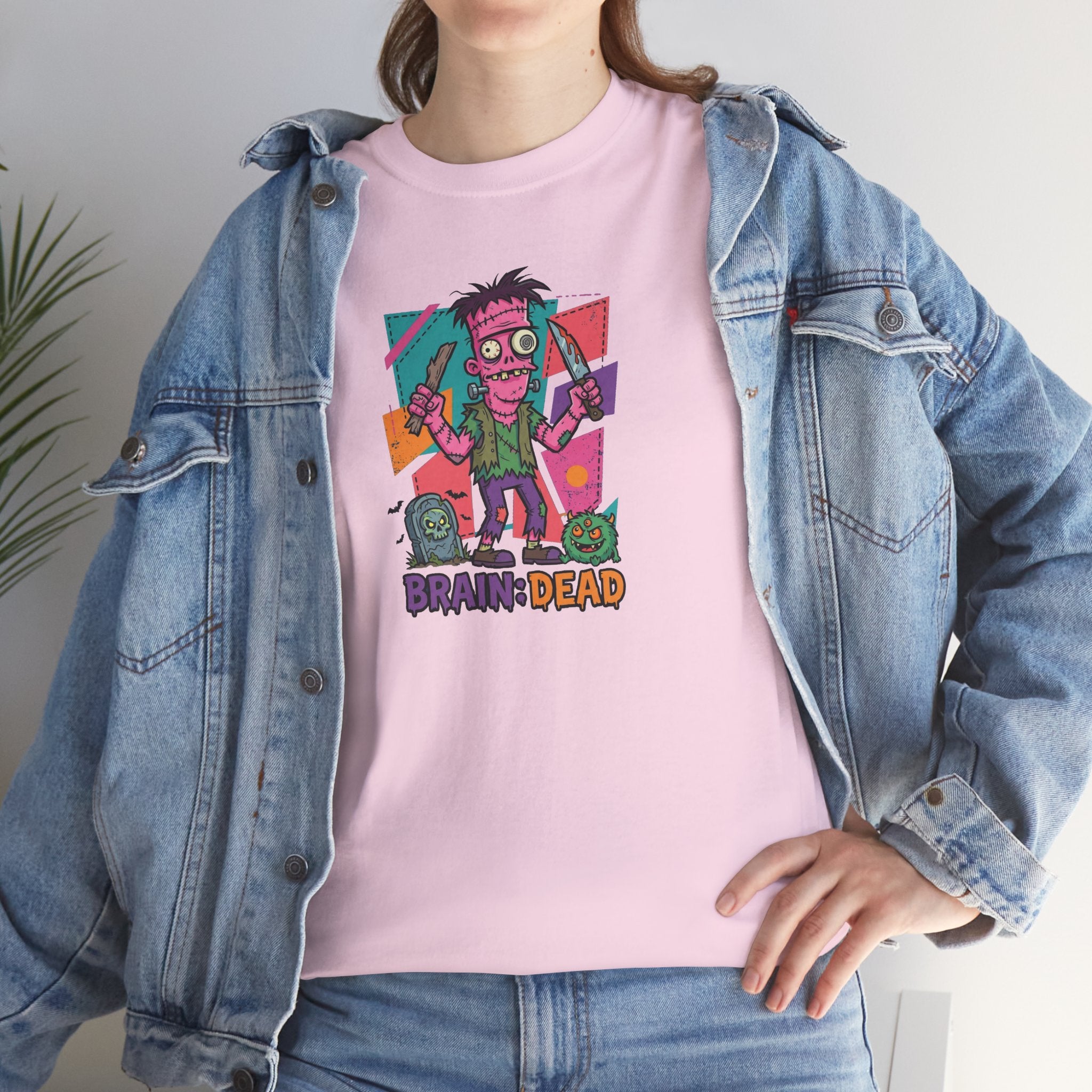 Cartoon Brain-Dead Zombie Tee | Colorful Retro Horror Graphic Shirt