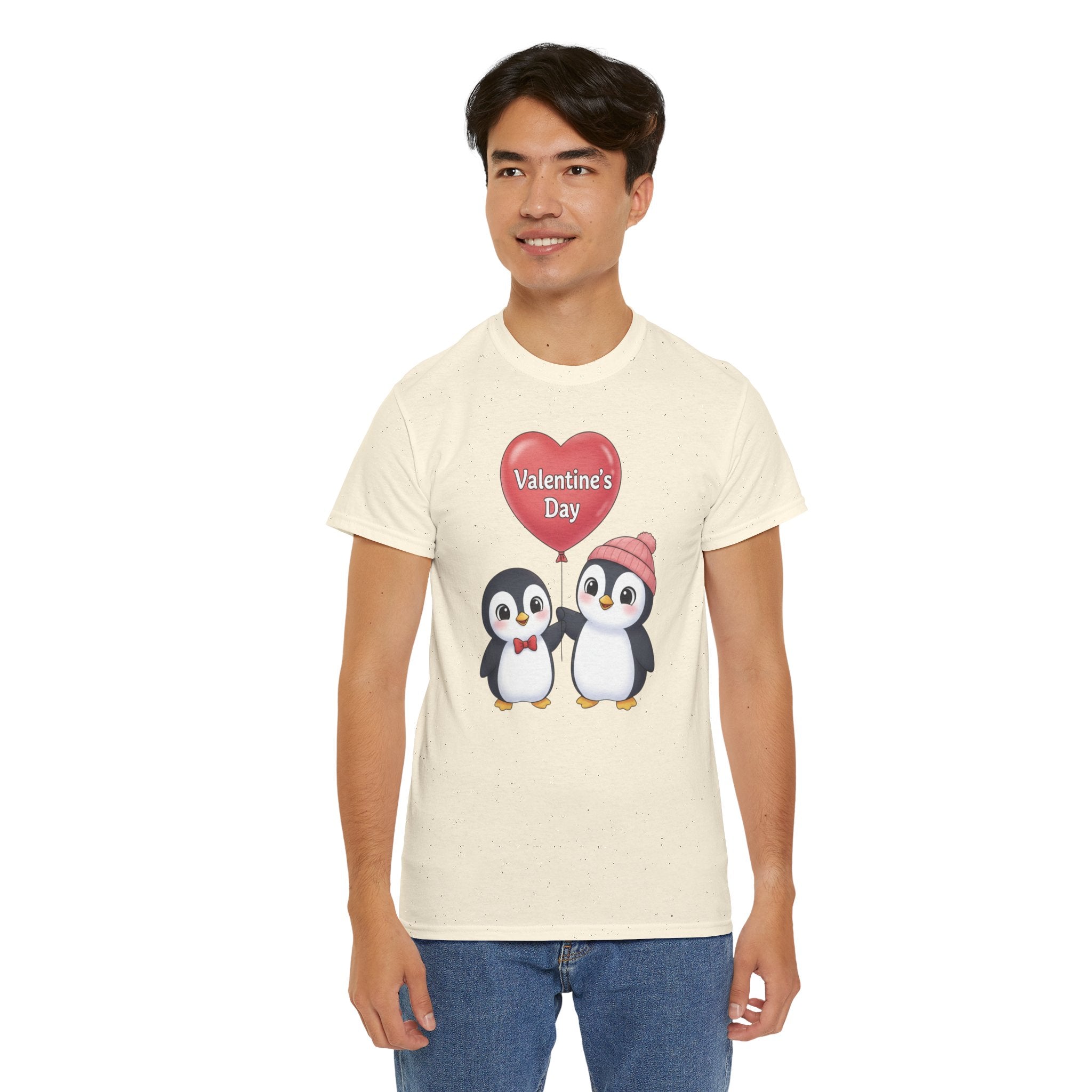 Cute Penguin Couple Valentine's Day T-Shirt | Heart Balloon
