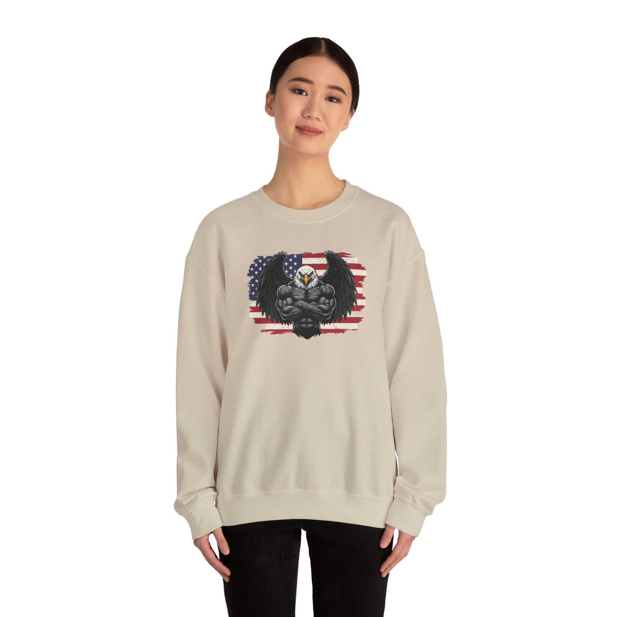 American Flag Bald Eagle Chest Muscular Sweatshirt | Patriotic USA