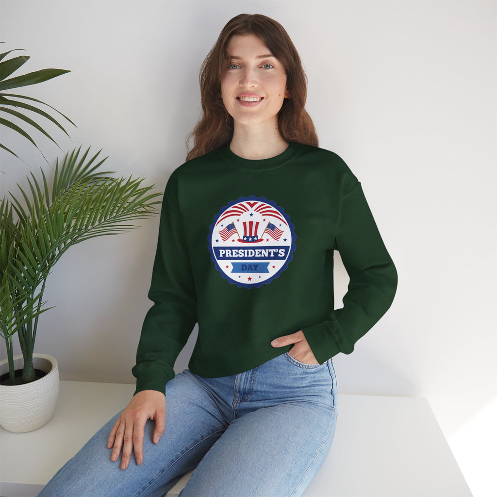 Presidents Day Badge Sweatshirt | Patriotic Emblem, Stars & Stripes