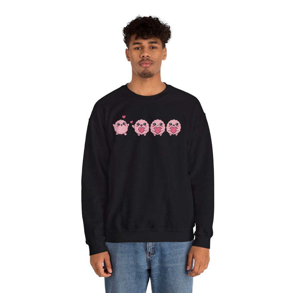 Valentine's Day Kawaii Pink Puff Sweatshirt | Cute Heart Emoji Character Crewneck