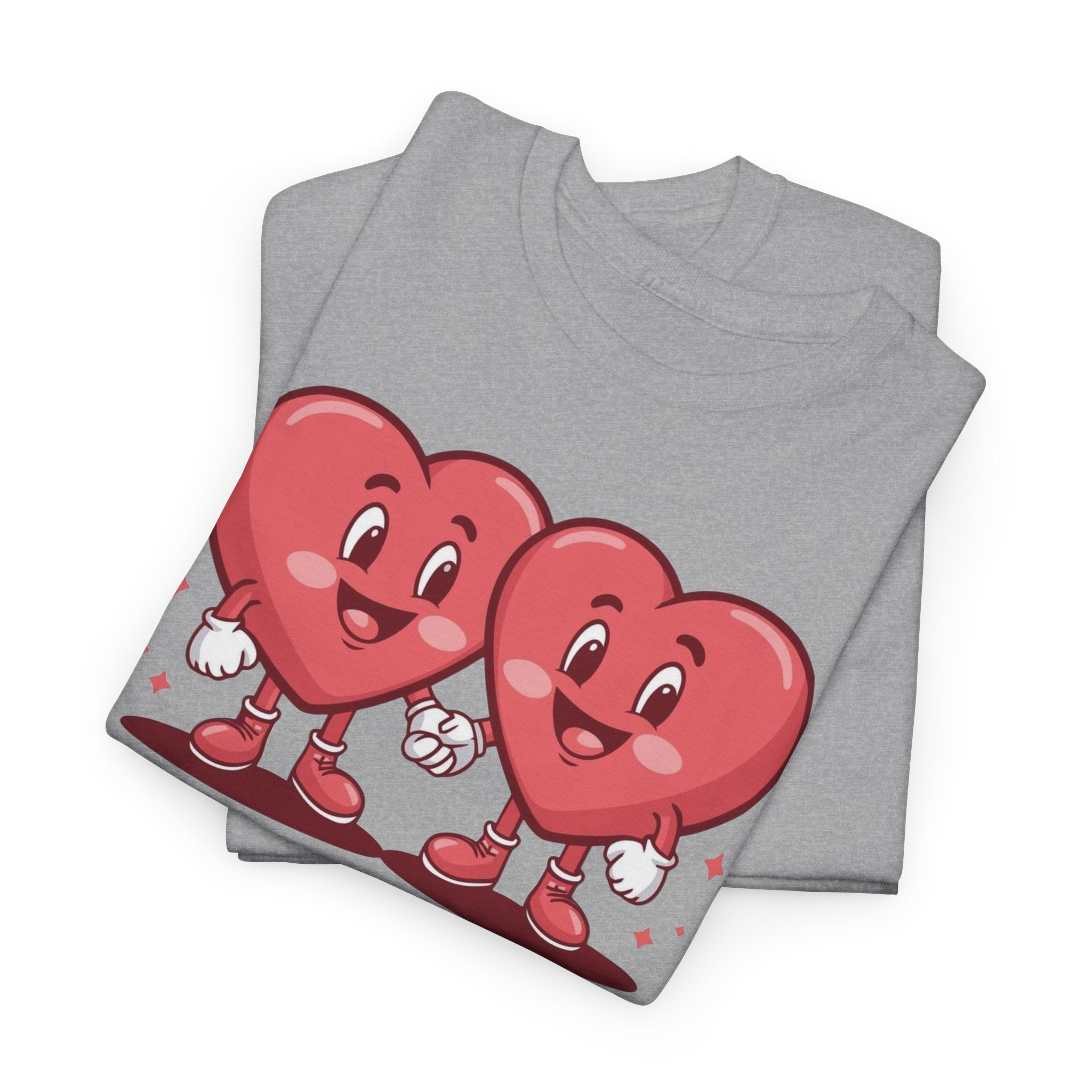 Twin Hearts Holding Hands T-Shirt | Cute Valentine's Couple Design