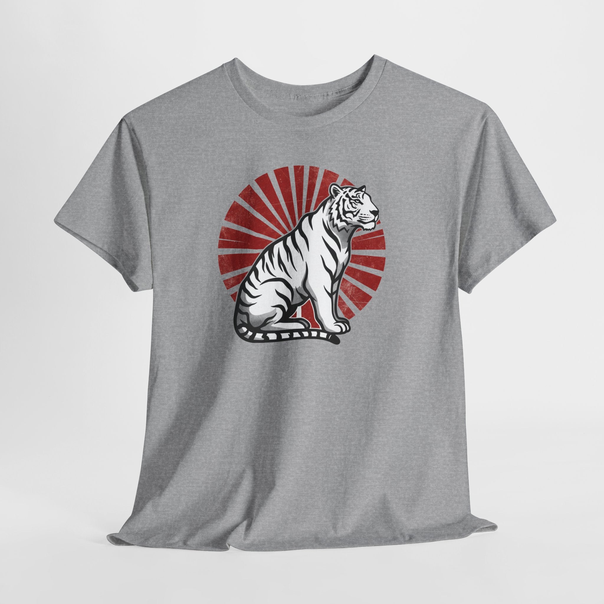 White Tiger with Rising Sun Tee | Japanese Tiger Graphic T-Shirt