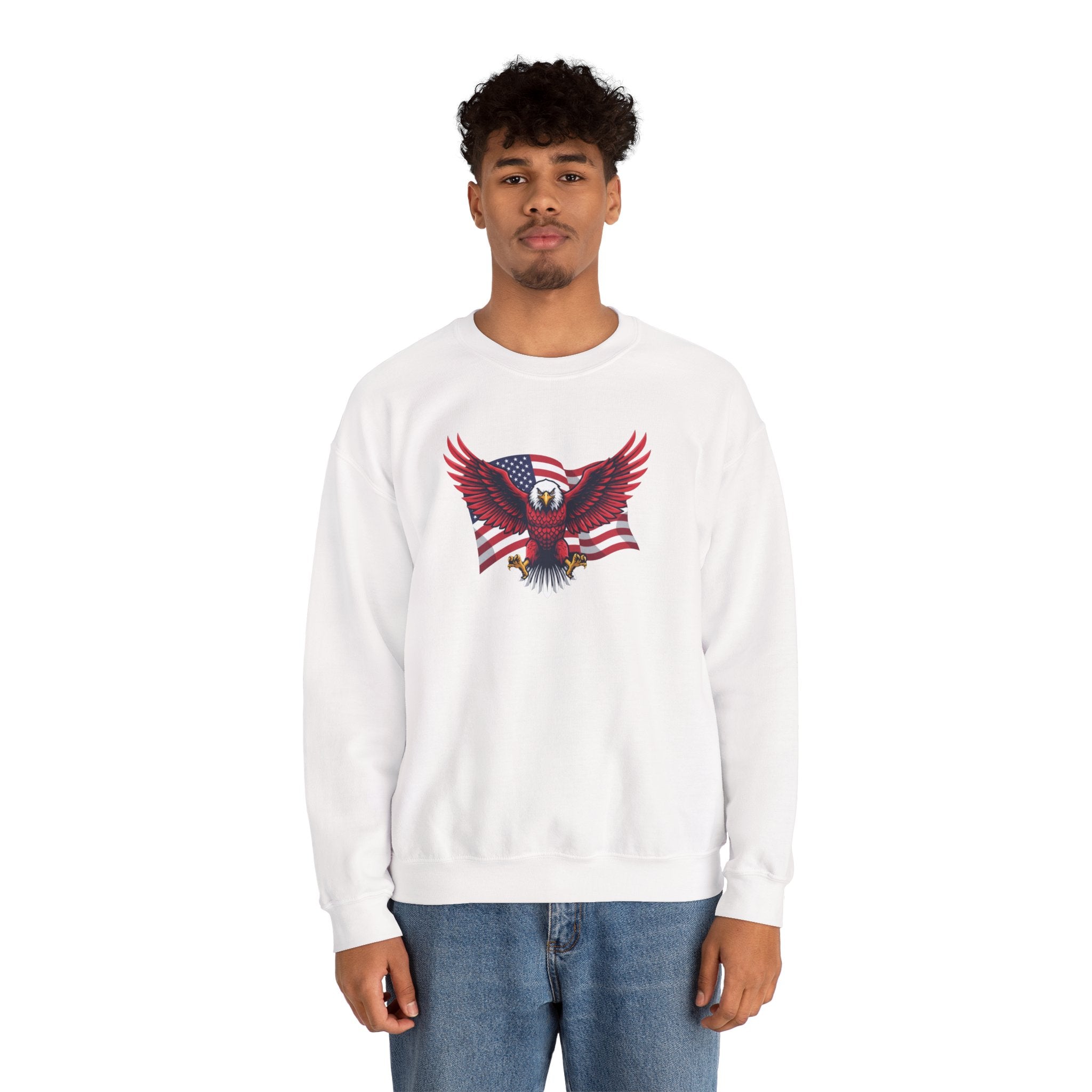 American Flag Bald Eagle Sweatshirt | Patriotic USA Eagle Crewneck