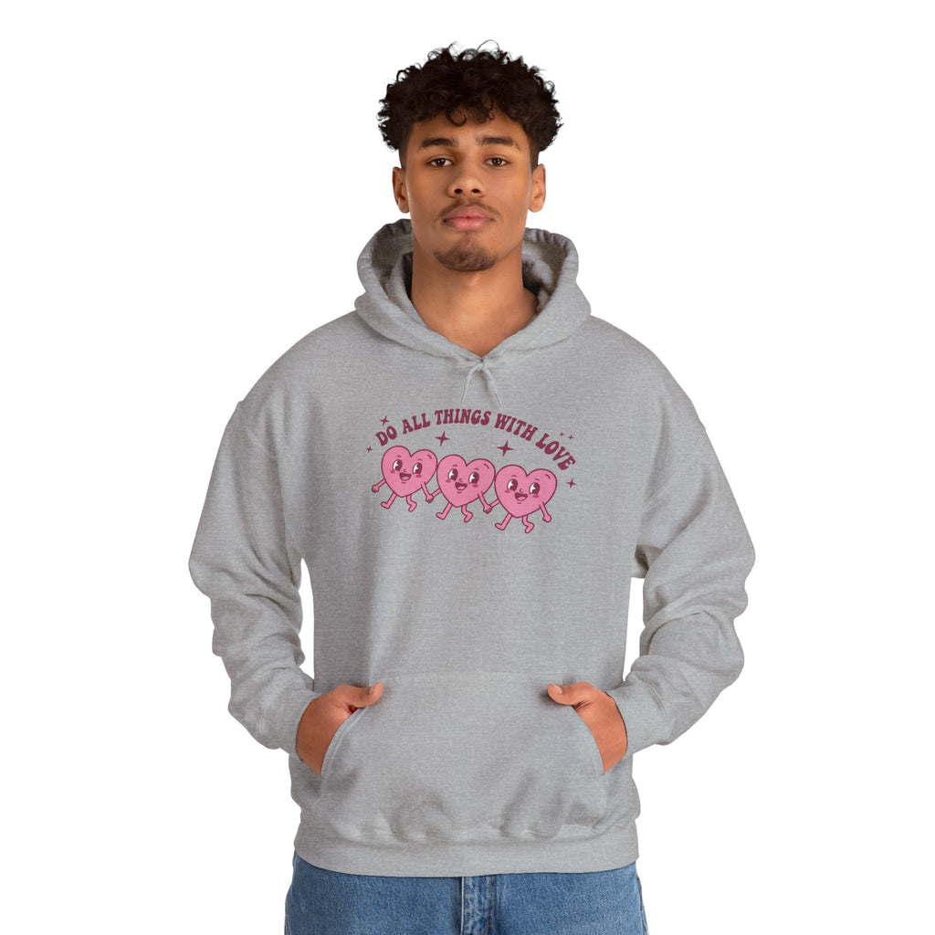 Valentine's Day Do All Things With Love Heart Trio Hoodie | Cute Pink Hearts