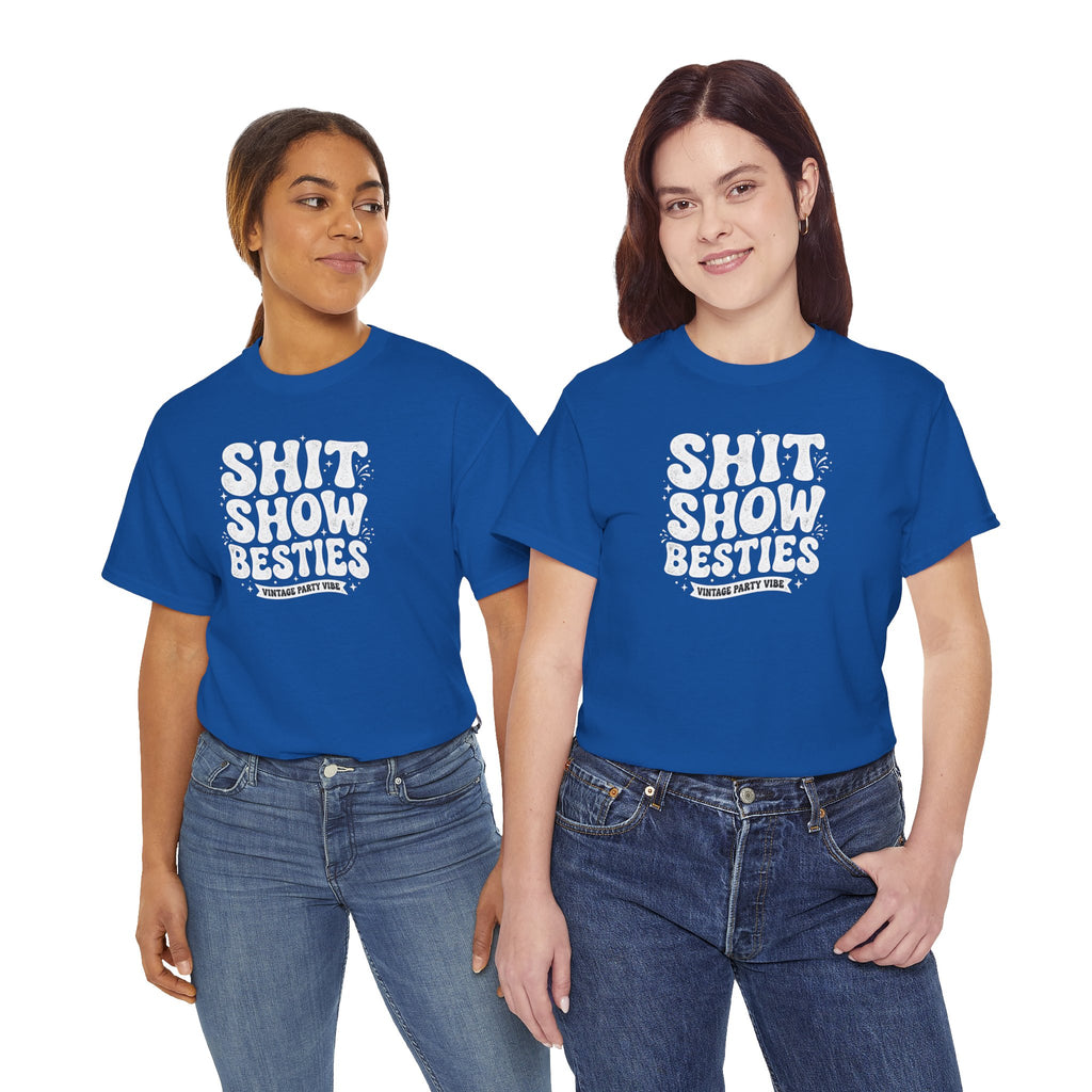 Shit Show Besties Tee | Funny Retro Bubble Letter Graphic Shirt