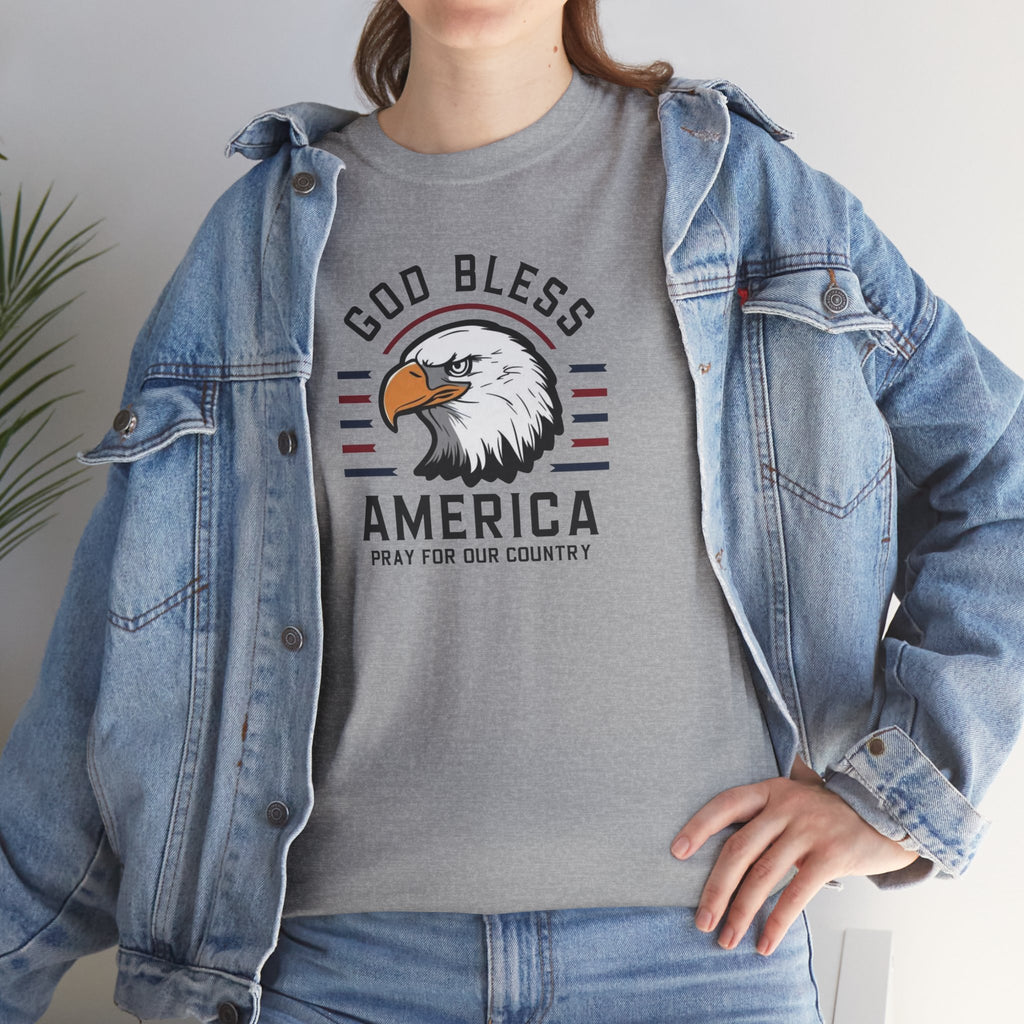 God Bless America Eagle Memorial Day Tee | Patriotic USA Flag Stripes