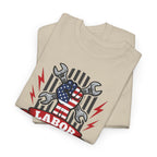 American Labor Day Tee | Patriotic Wrench Helmet Design, USA Flag