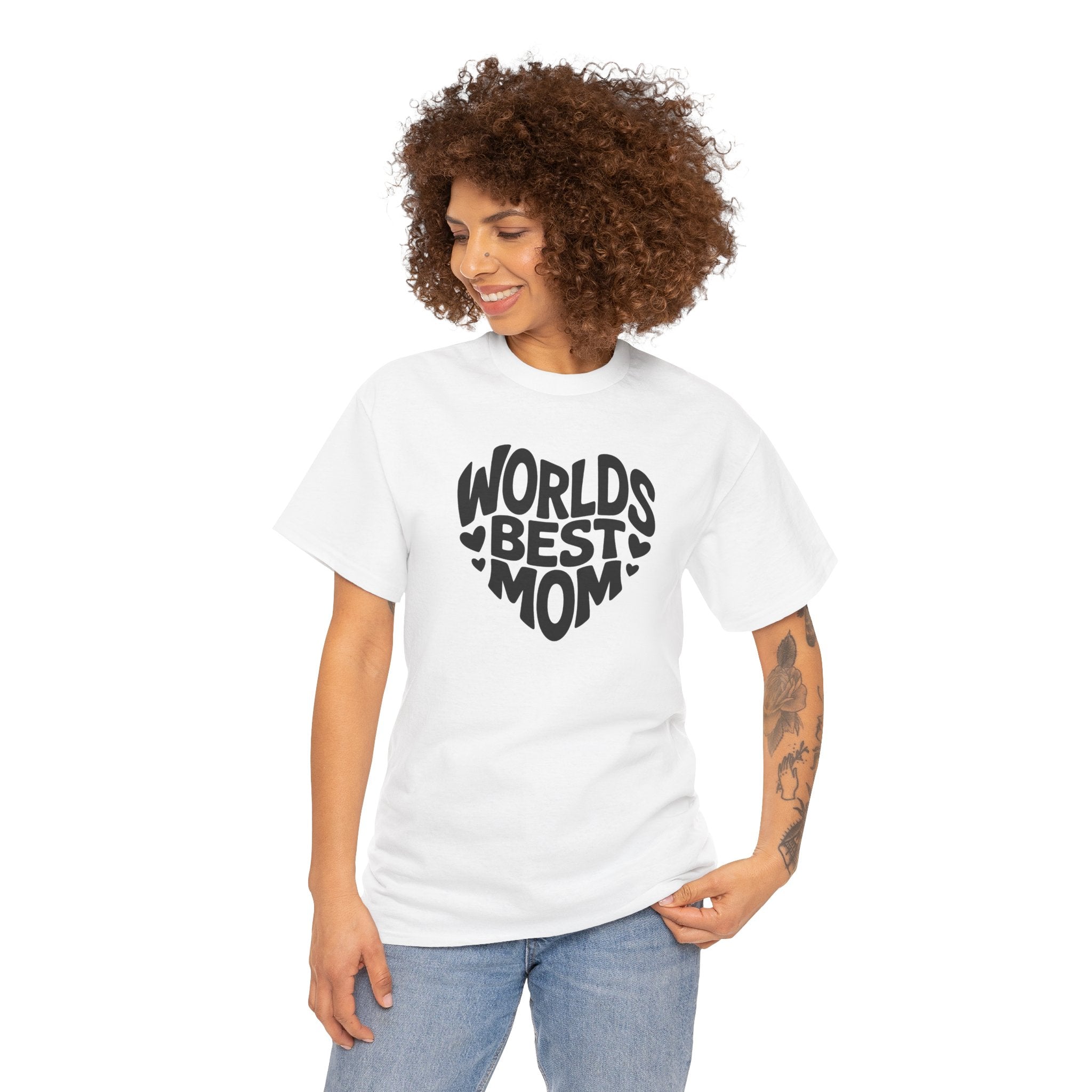 Worlds Best Mom heart graphic T-Shirt | Mother's Day typography tee