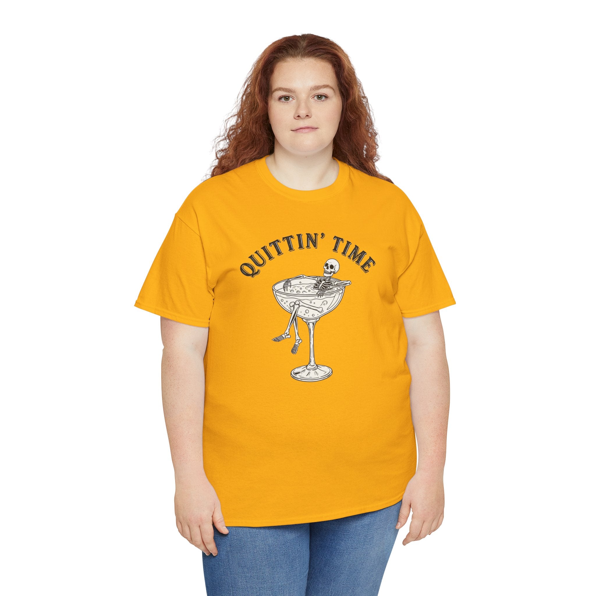 Quittin' Time Champagne Glass Illustration Tee | Retro Cocktail Shirt