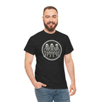 Three Sitting Skeletons Tee | Skull Circle Illustration, Halloween Shirt