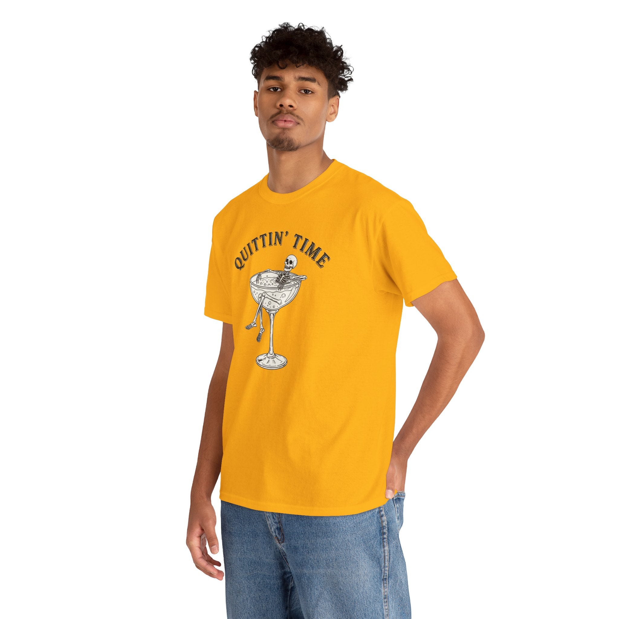 Quittin' Time Champagne Glass Illustration Tee | Retro Cocktail Shirt