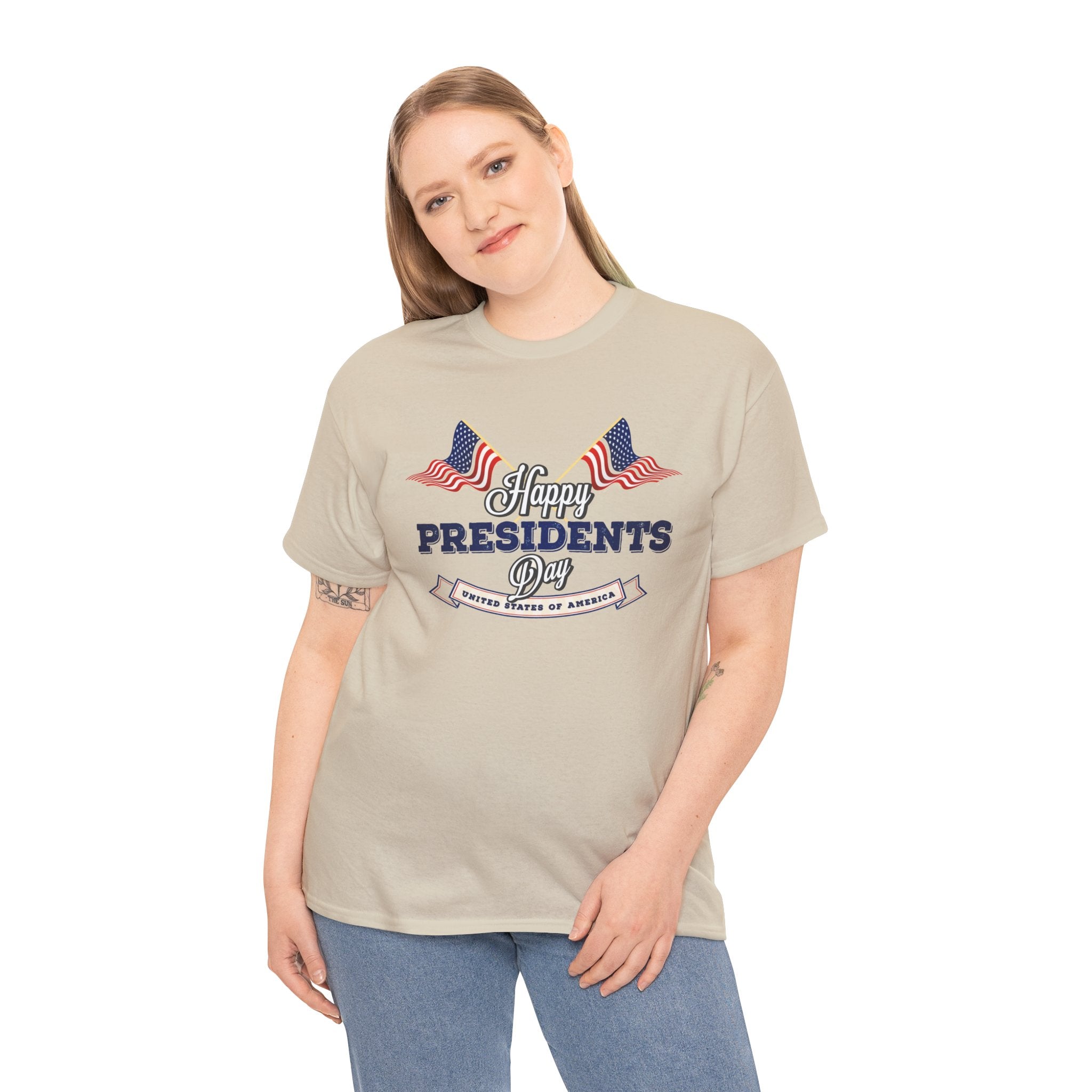 Happy Presidents Day T-Shirt | American Flag Banner, Patriotic Holiday Tee