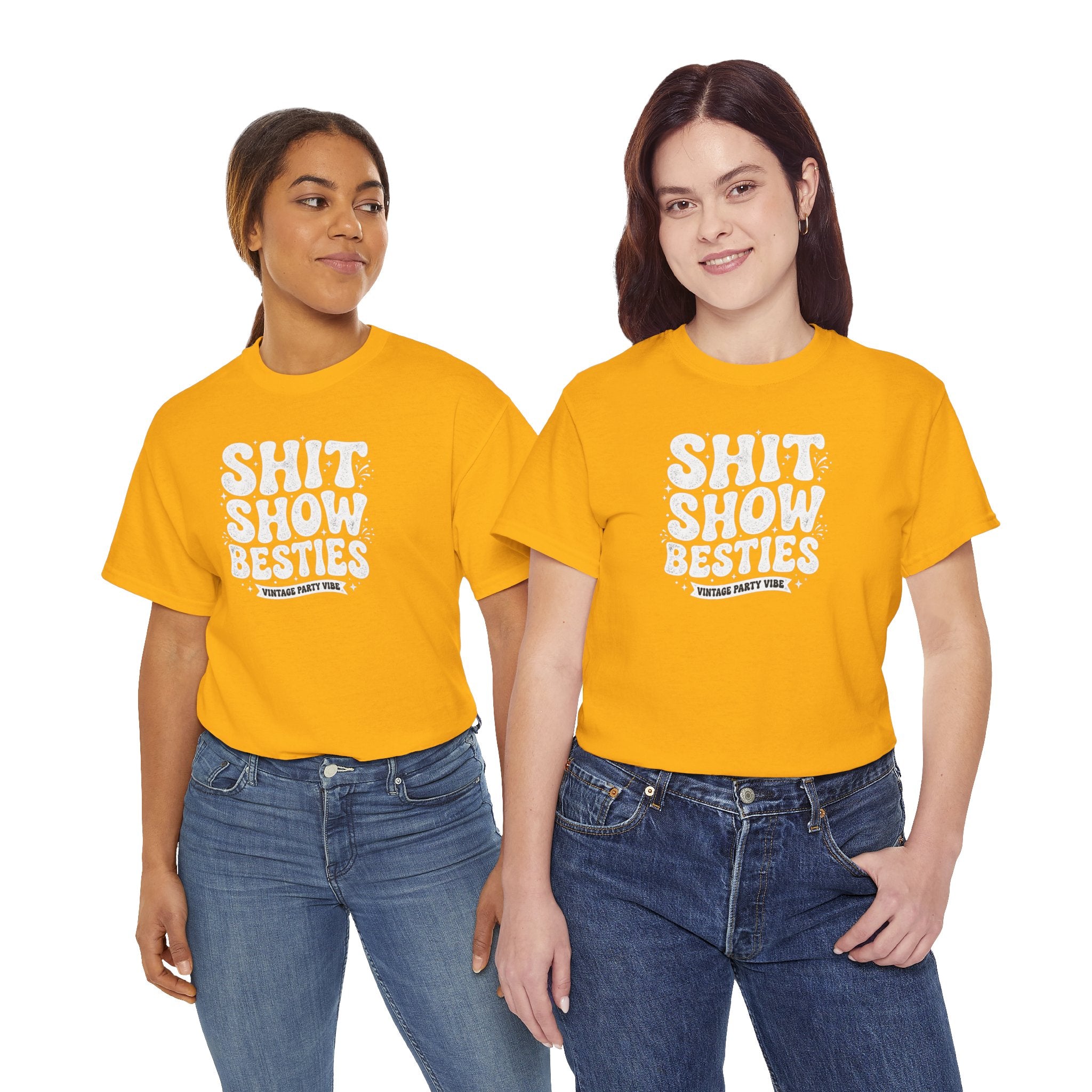 Shit Show Besties Tee | Funny Retro Bubble Letter Graphic Shirt