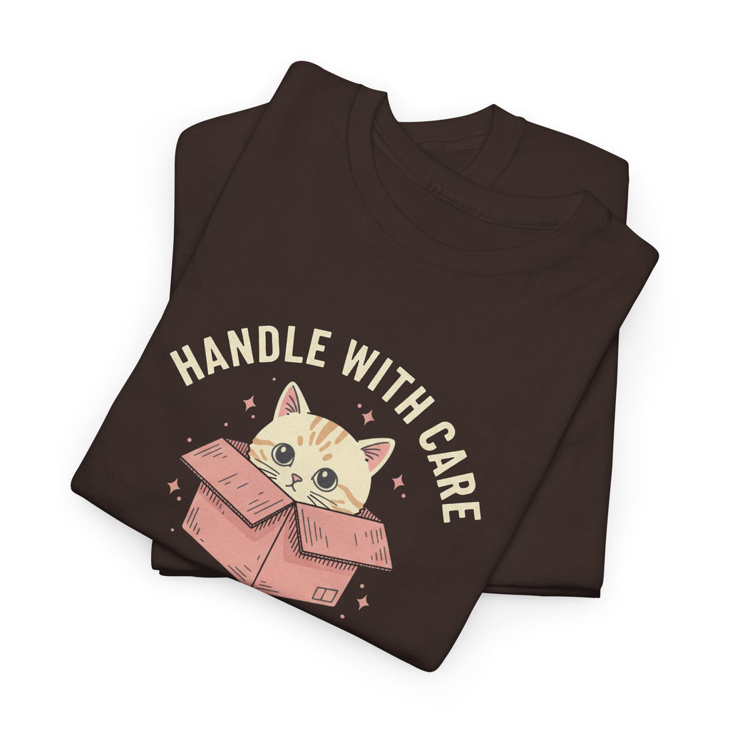 Handle With Care kitten in box T-Shirt | Cute Cat Illustration, Pastel Design