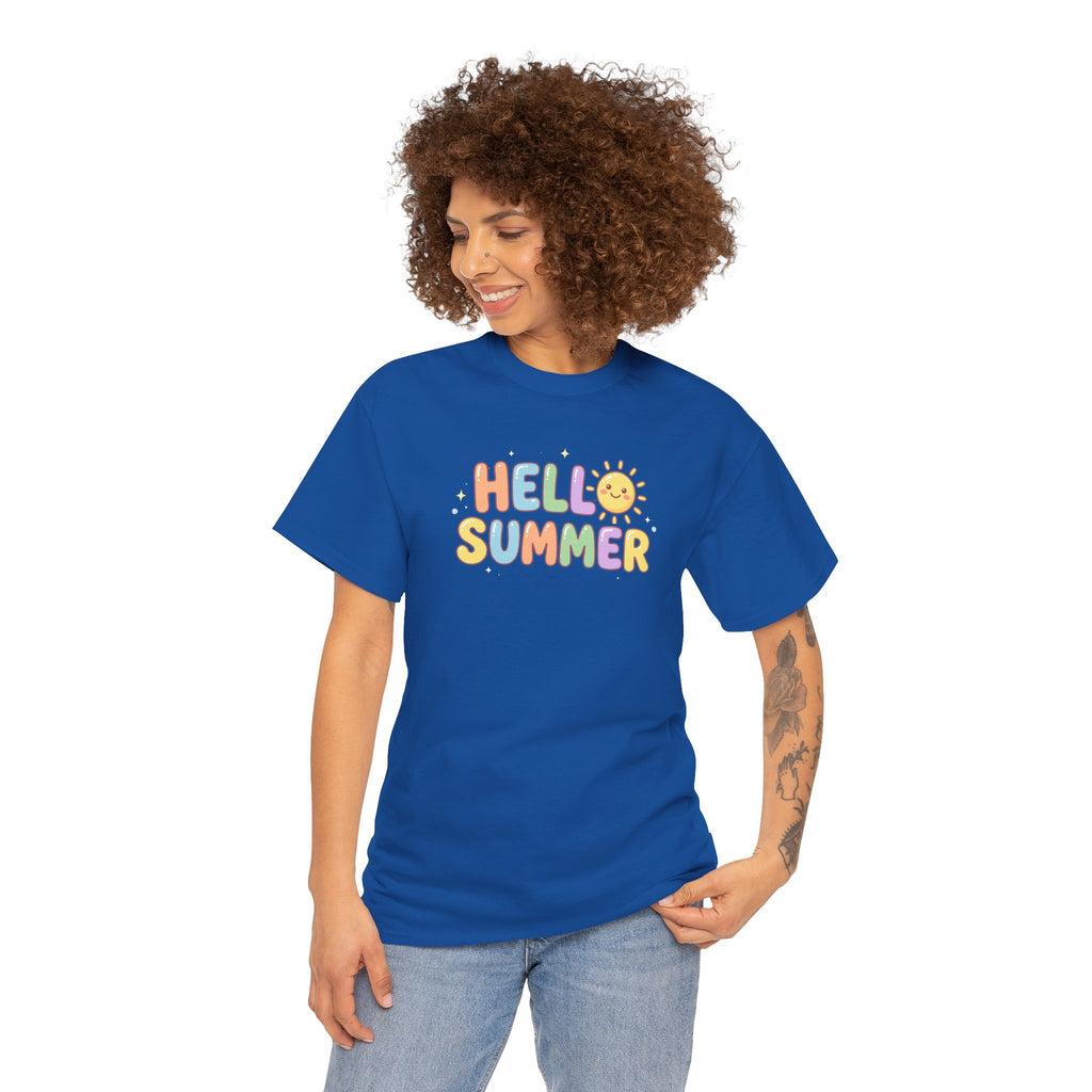 Hello Summer sun graphic Tee | pastel retro bubble letters