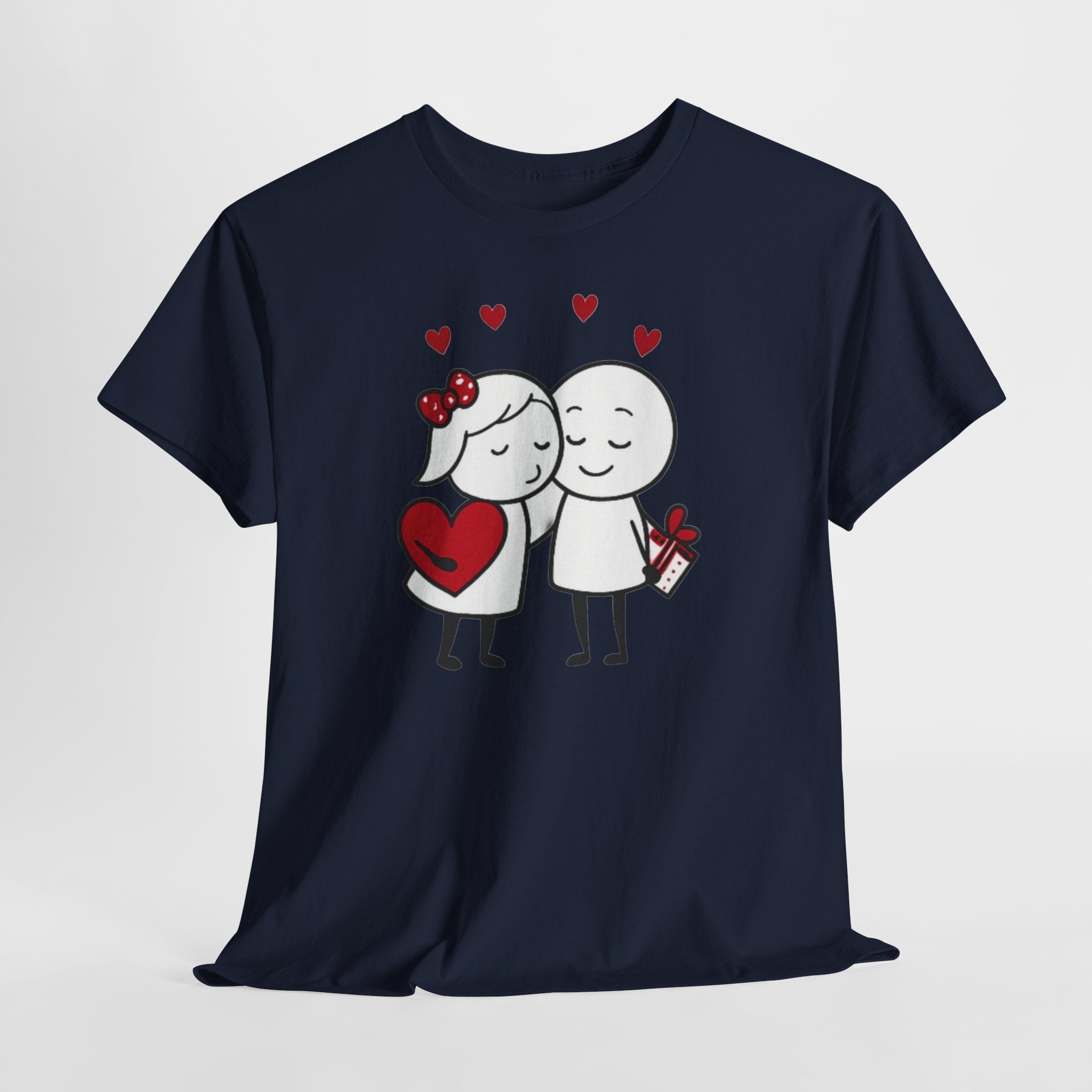 Valentine's Day Couple T-Shirt - Cute Love Cartoon Design Gift