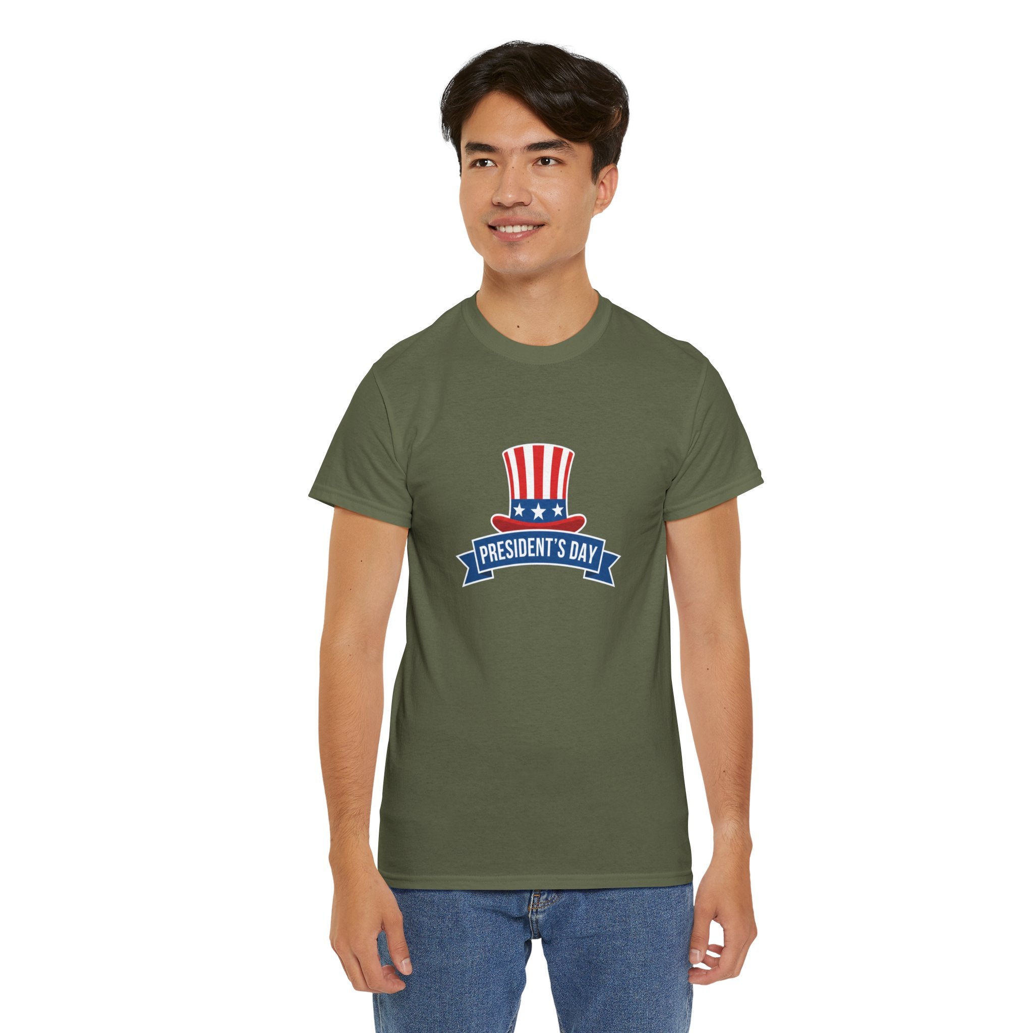 President's Day top hat T-Shirt | Patriotic Presidents Day tee, USA flag stars stripe design