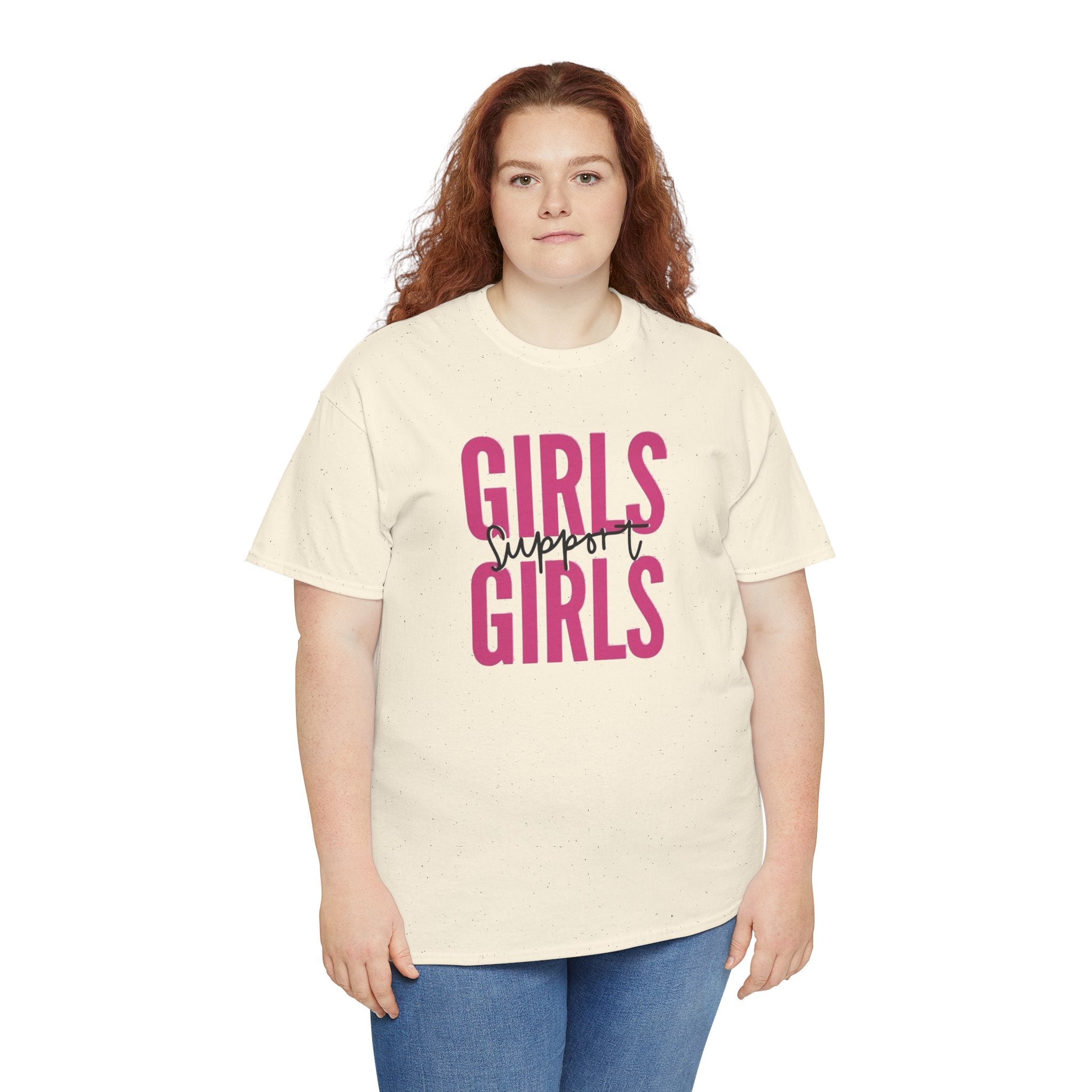 Girls Support Girls T-Shirt | Feminist Pride Tee, Pink Typography