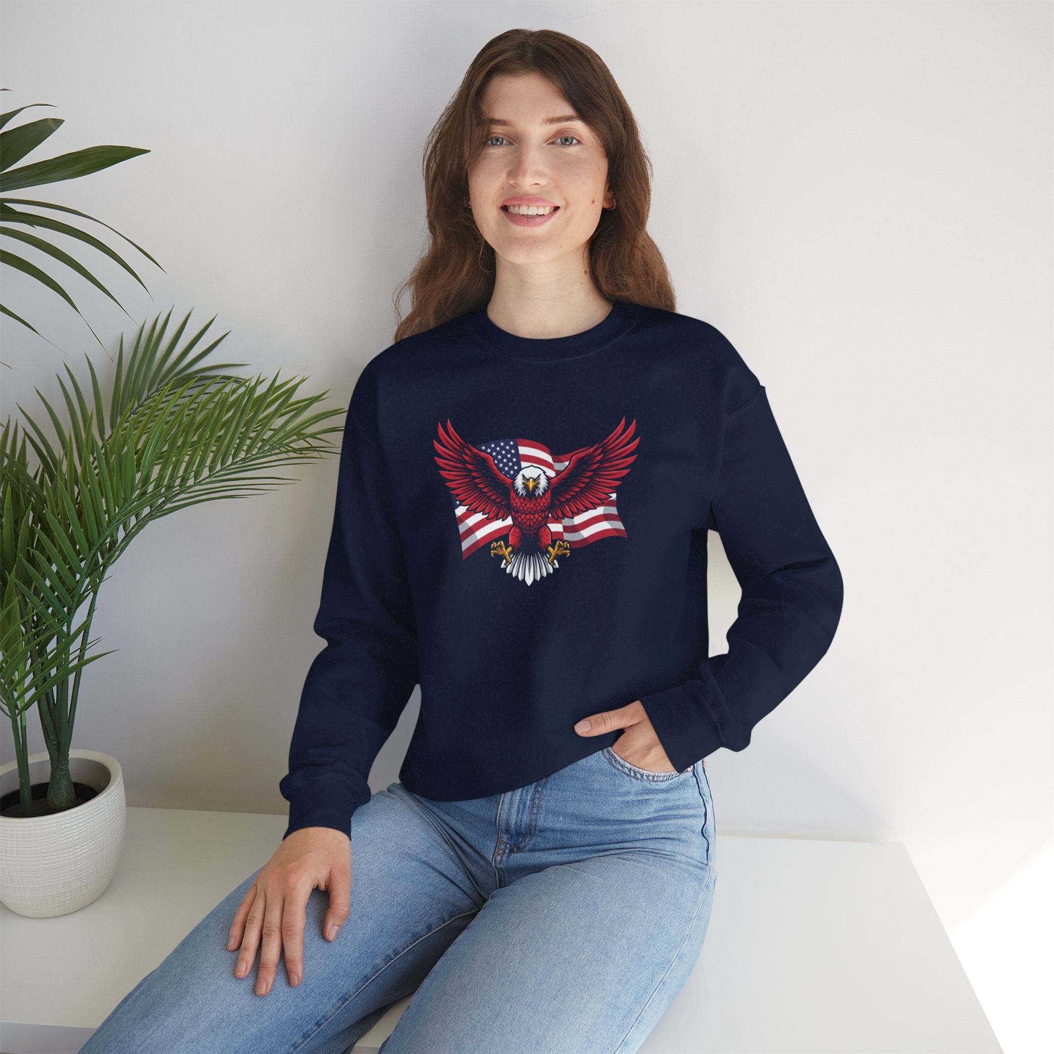 American Flag Bald Eagle Sweatshirt | Patriotic USA Eagle Crewneck