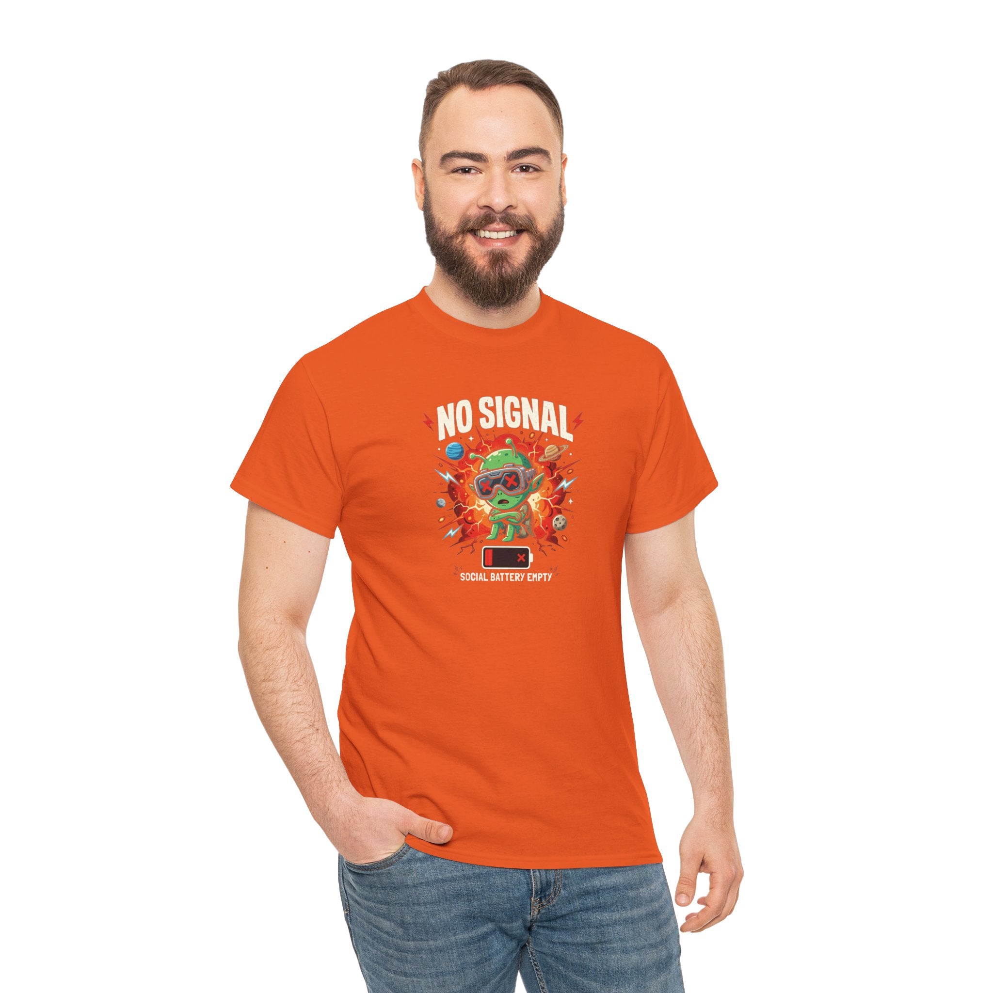 No Signal Alien Cartoon Tee | Retro TV, Glitch Art, Space Humor